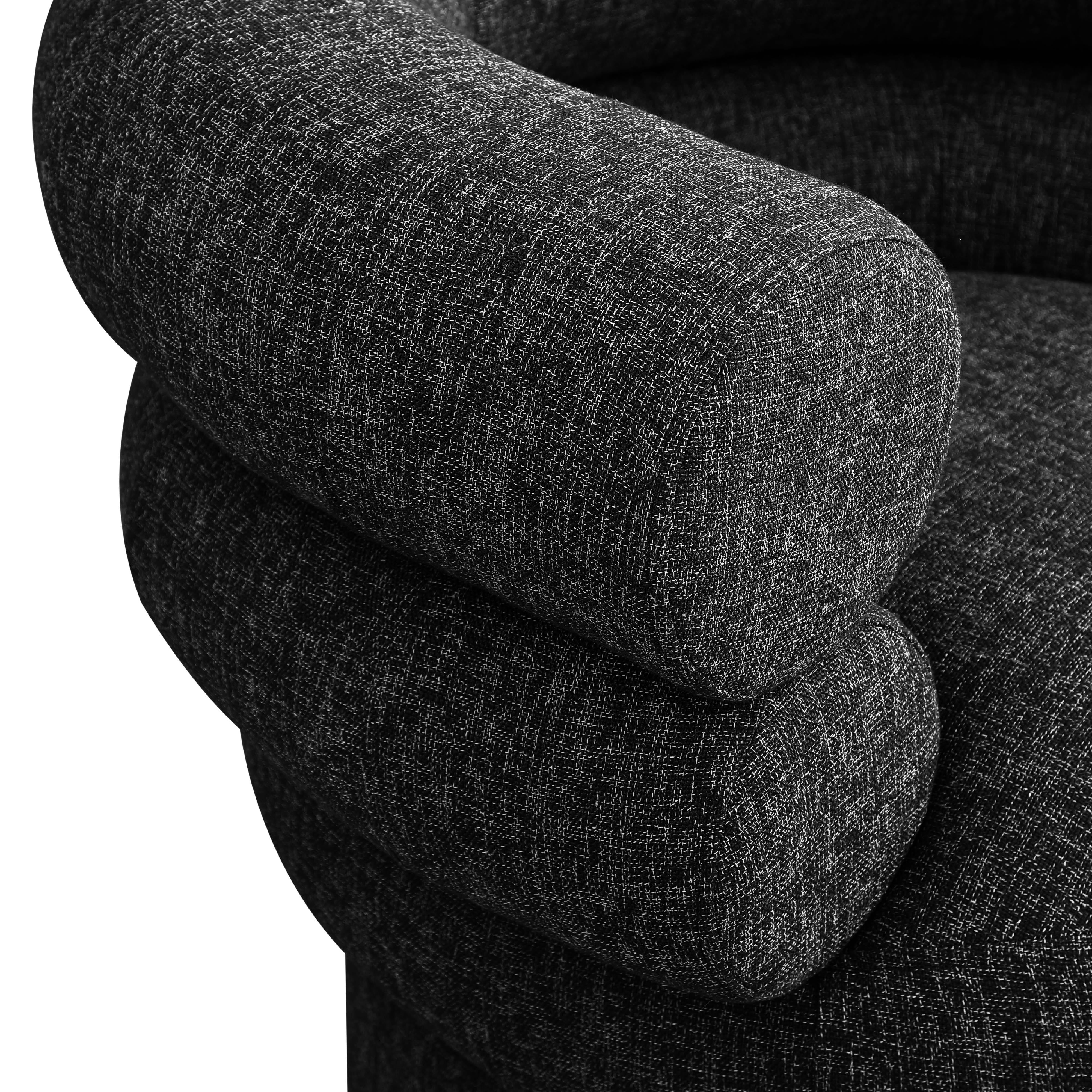 Meridian Valentina Black Linen Textured Fabric Accent Swivel Chair