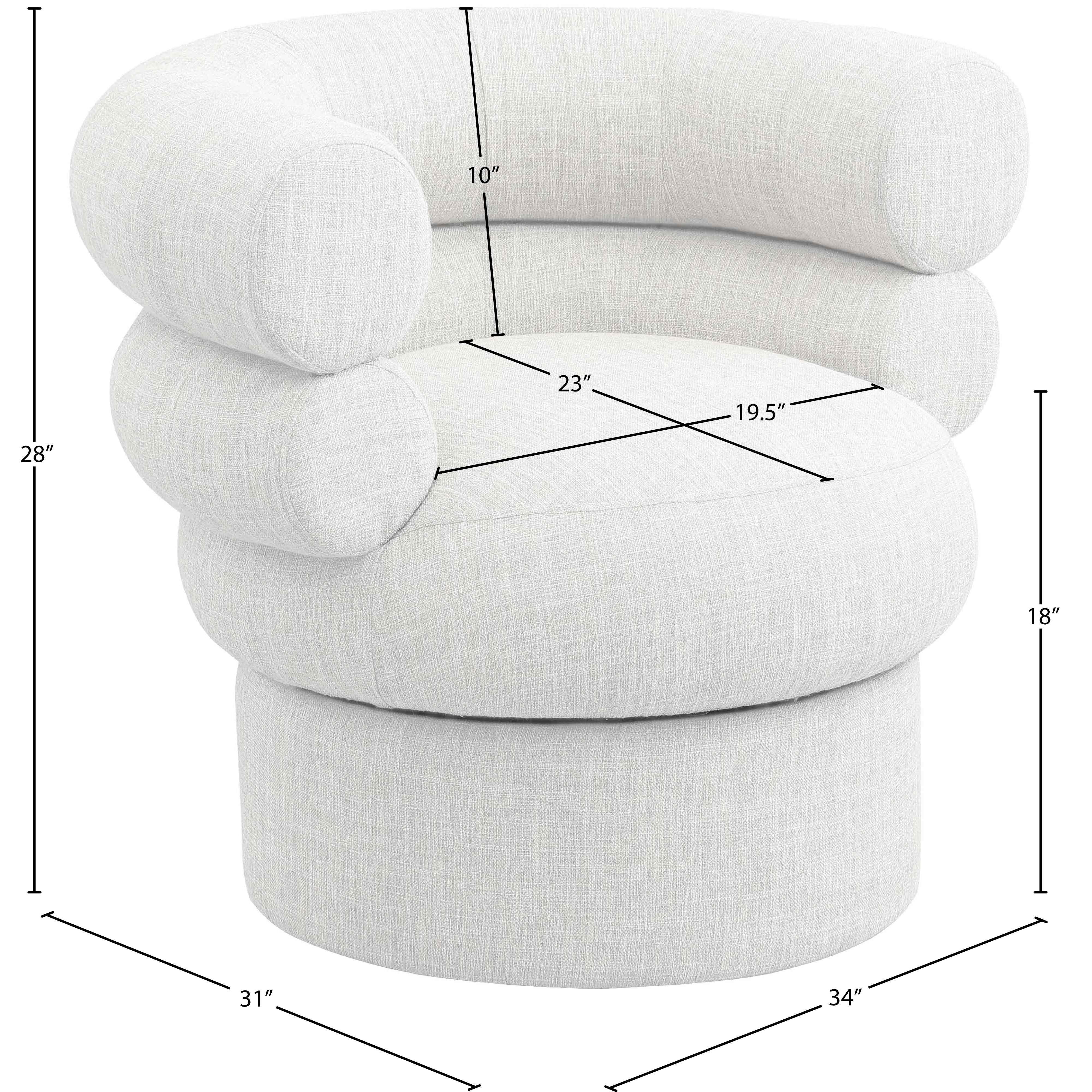 Meridian Valentina Cream Linen Textured Fabric Accent Swivel Chair