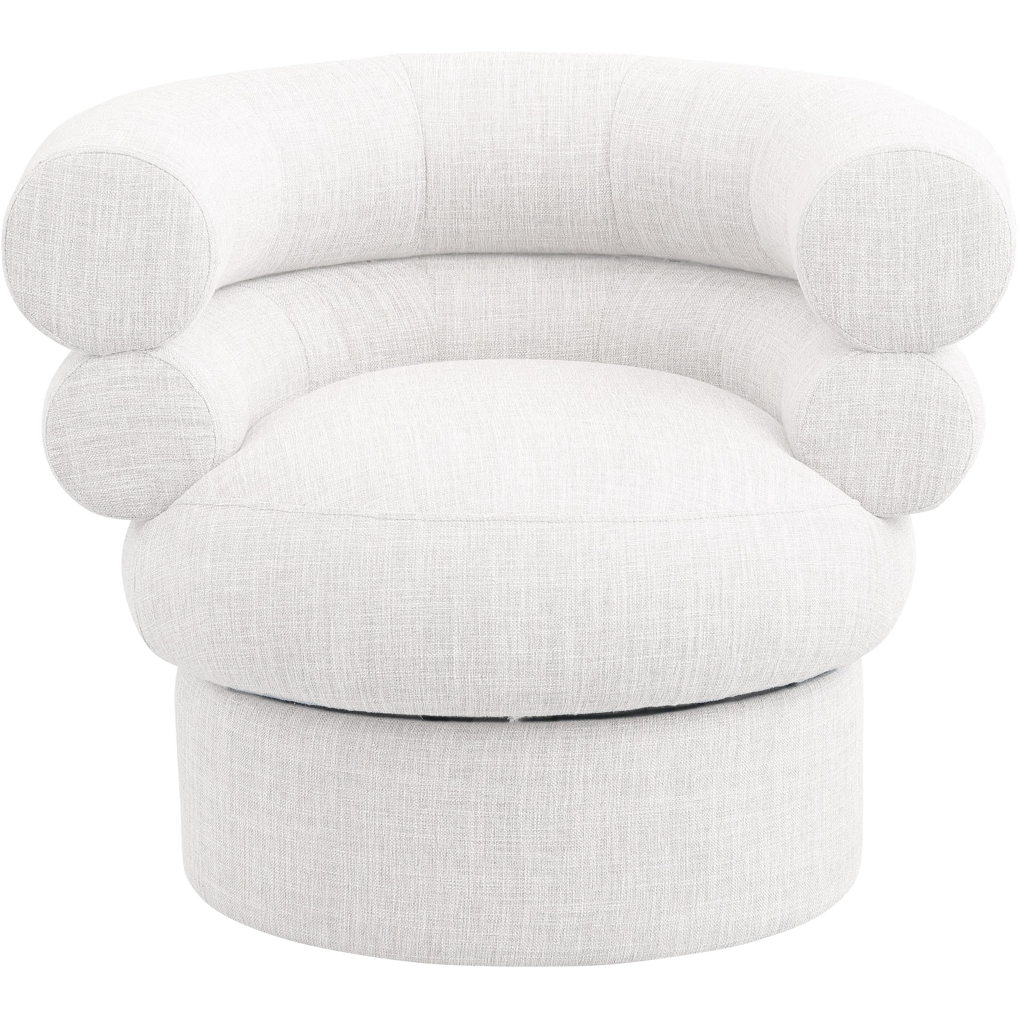 Meridian Valentina Cream Linen Textured Fabric Accent Swivel Chair