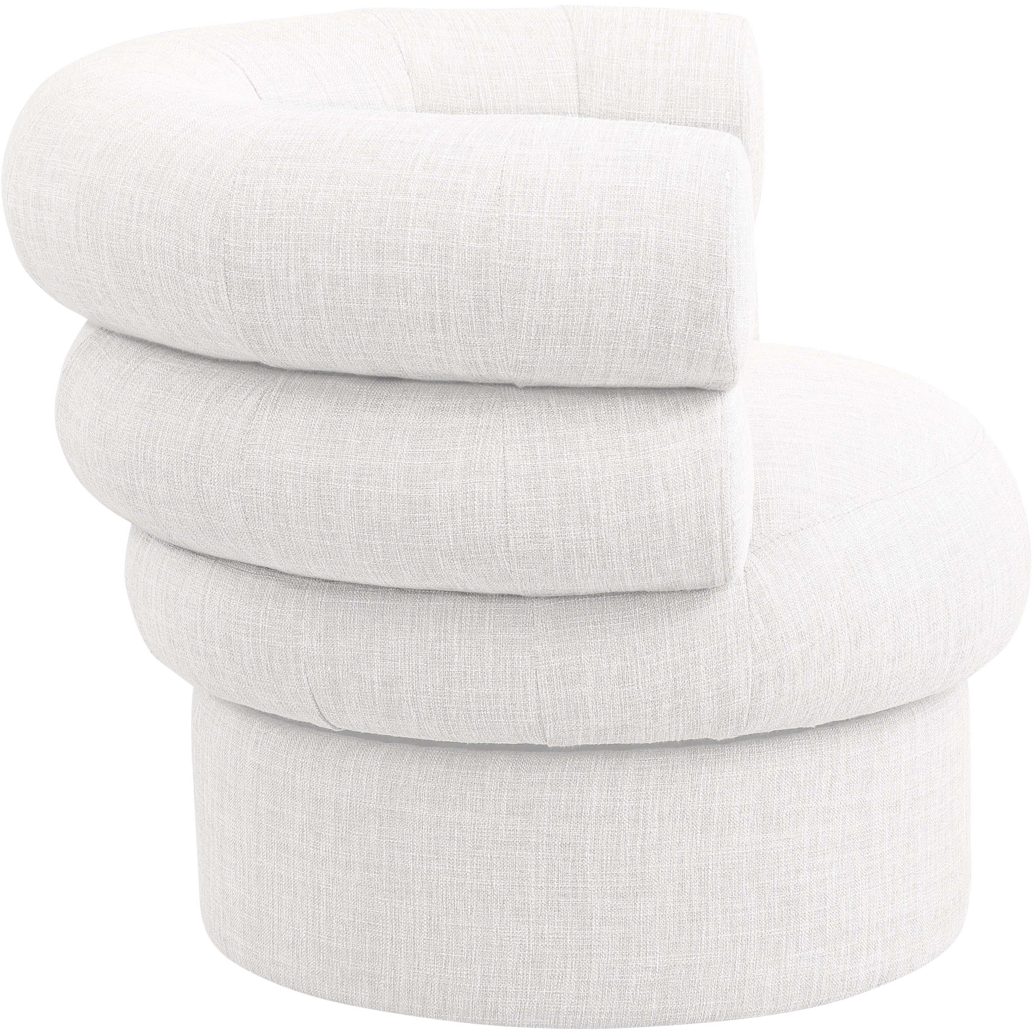 Meridian Valentina Cream Linen Textured Fabric Accent Swivel Chair