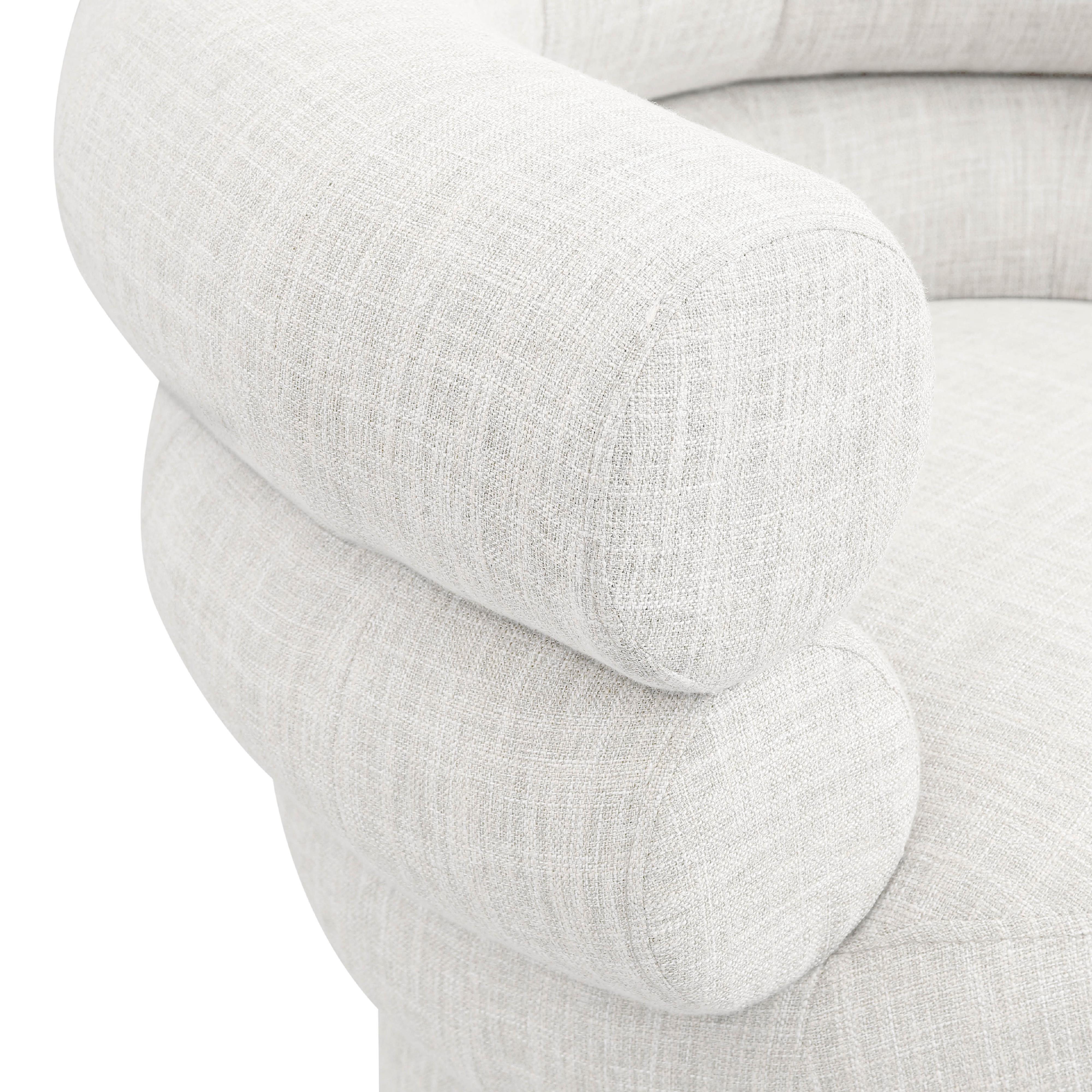 Meridian Valentina Cream Linen Textured Fabric Accent Swivel Chair