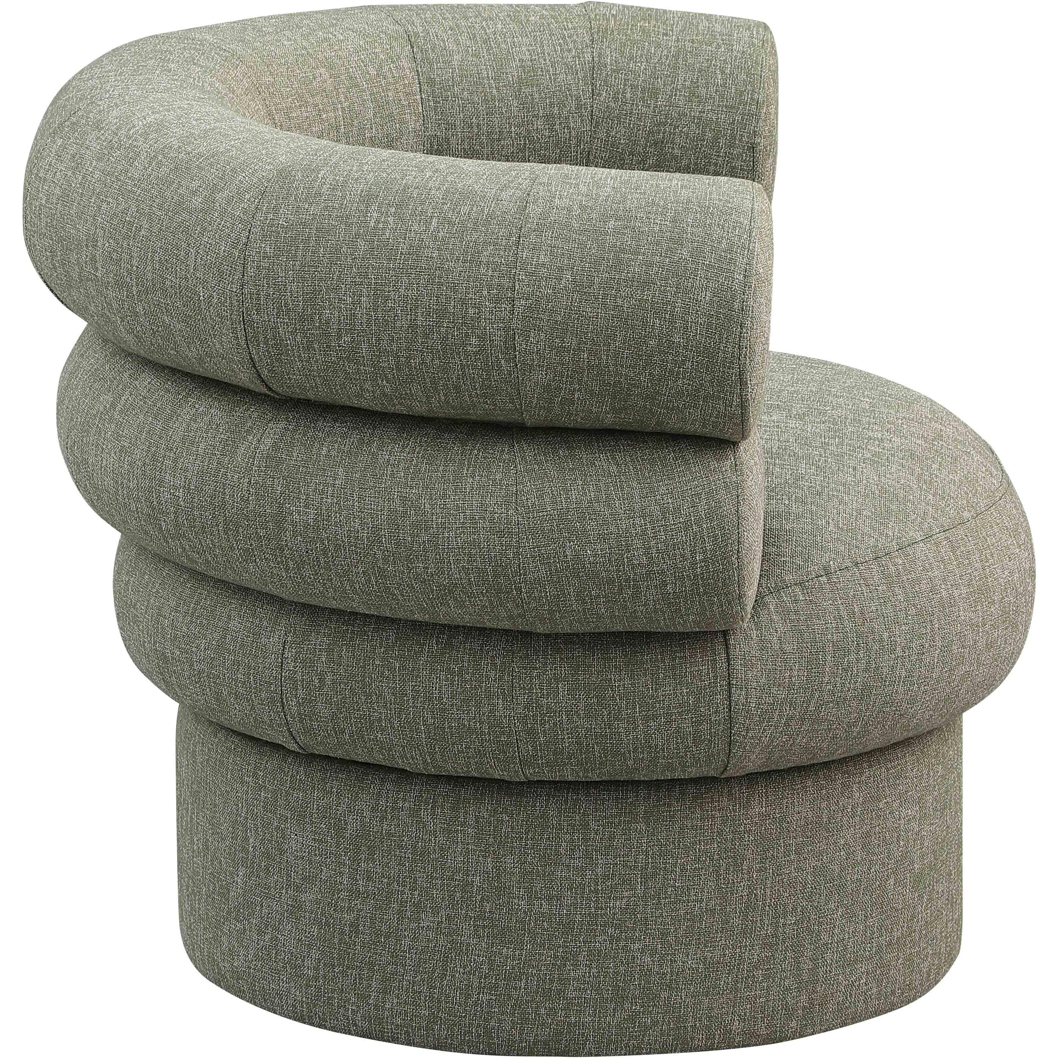 Meridian Valentina Green Linen Textured Fabric Accent Swivel Chair