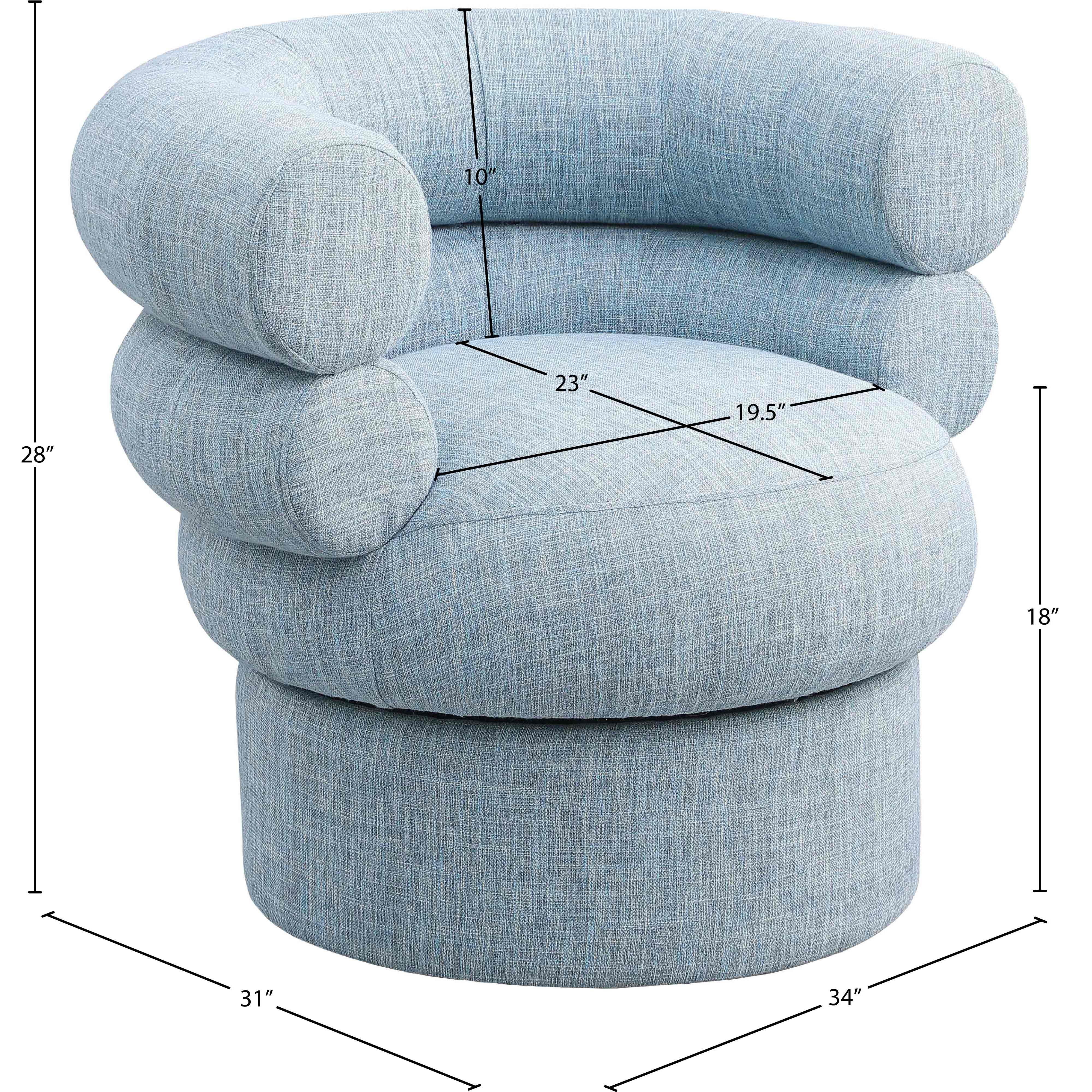 Meridian Valentina Light Blue Linen Textured Fabric Accent Swivel Chair