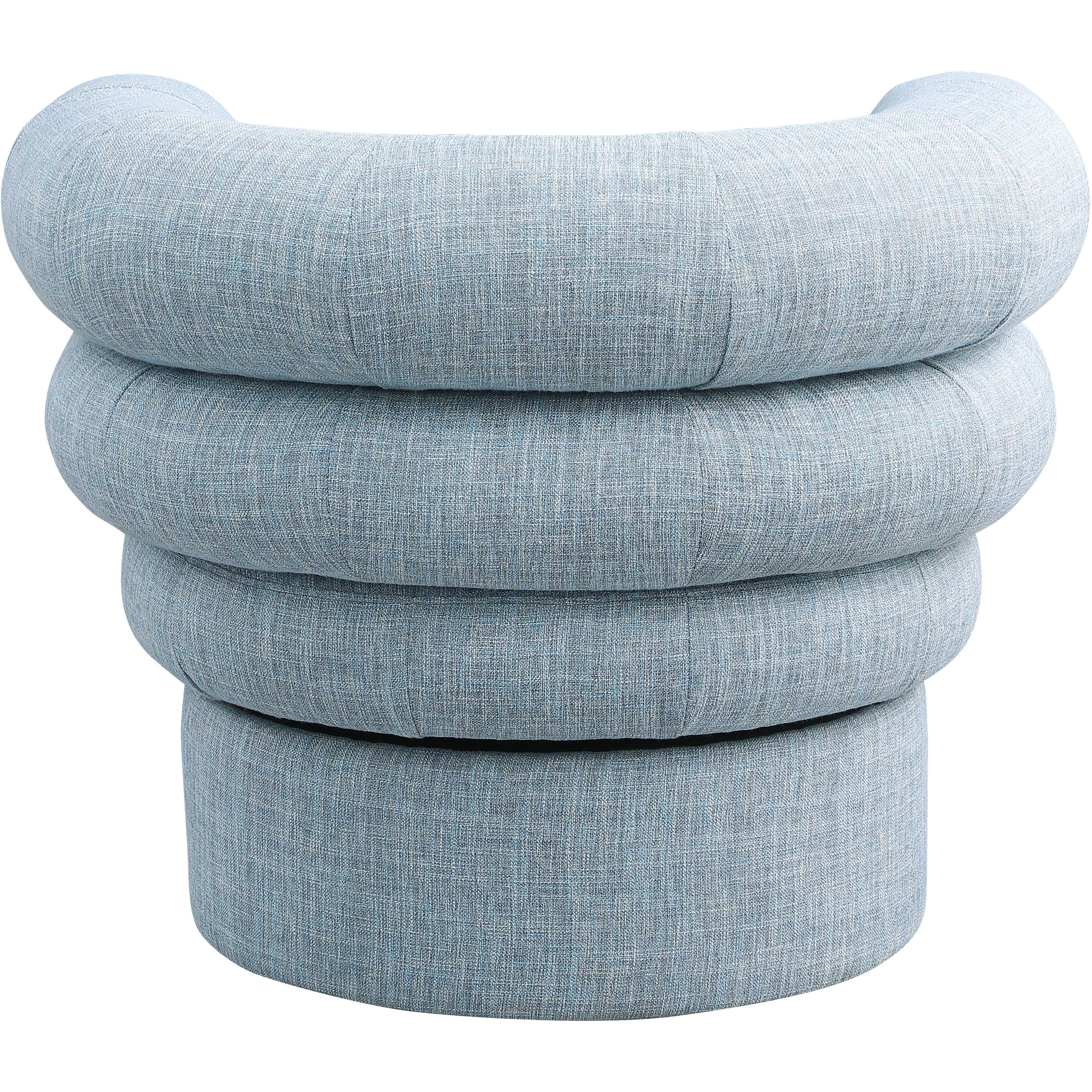 Meridian Valentina Light Blue Linen Textured Fabric Accent Swivel Chair