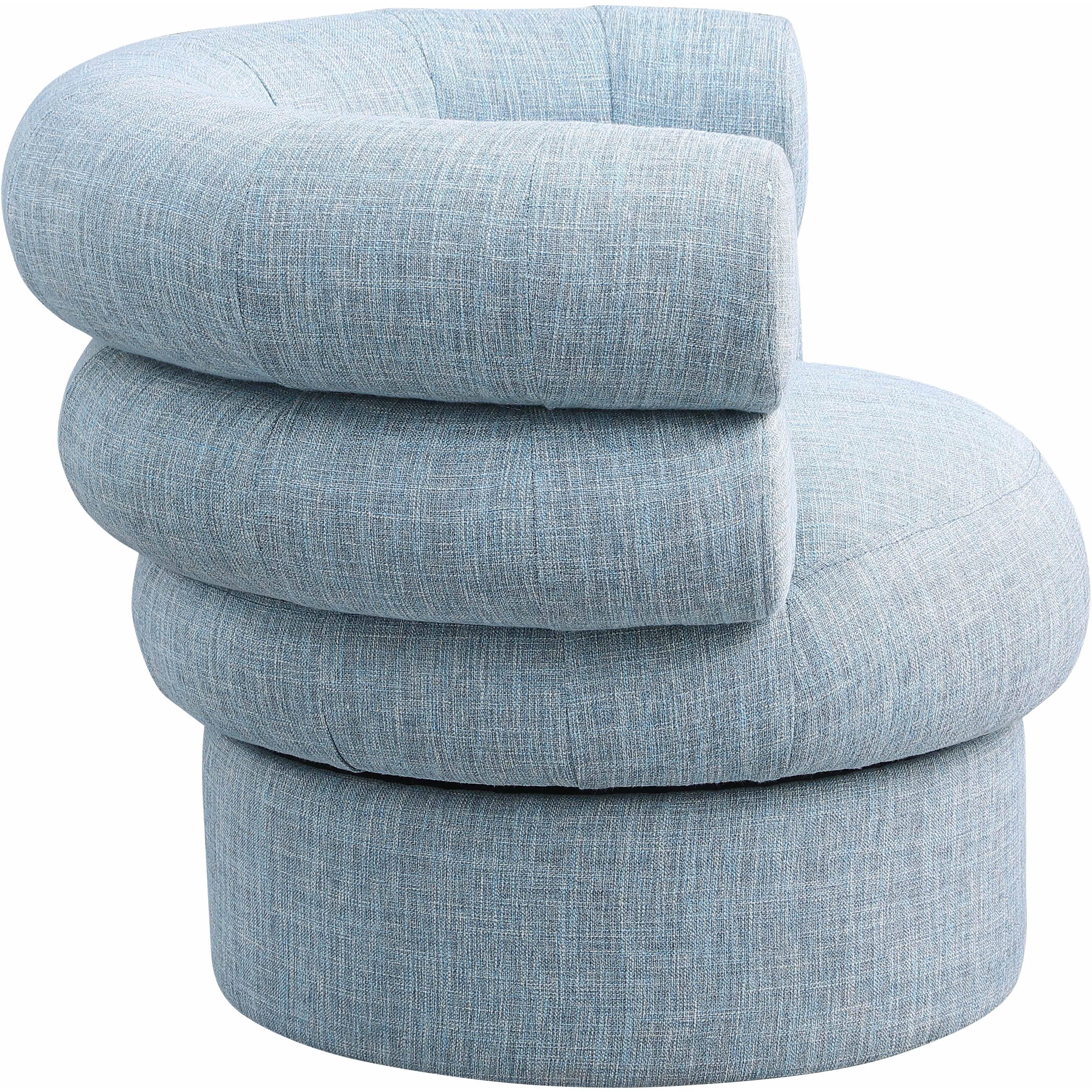 Meridian Valentina Light Blue Linen Textured Fabric Accent Swivel Chair