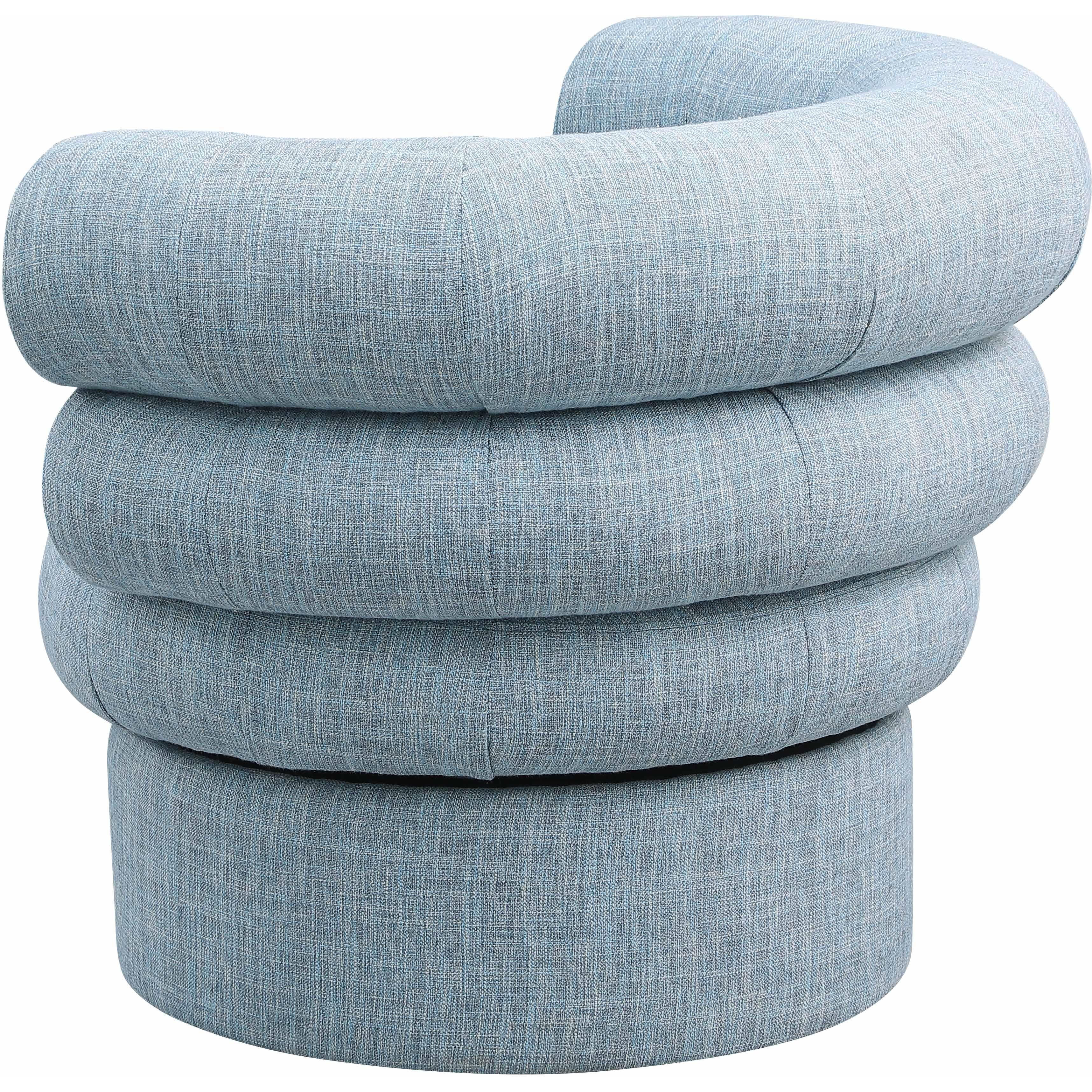 Meridian Valentina Light Blue Linen Textured Fabric Accent Swivel Chair