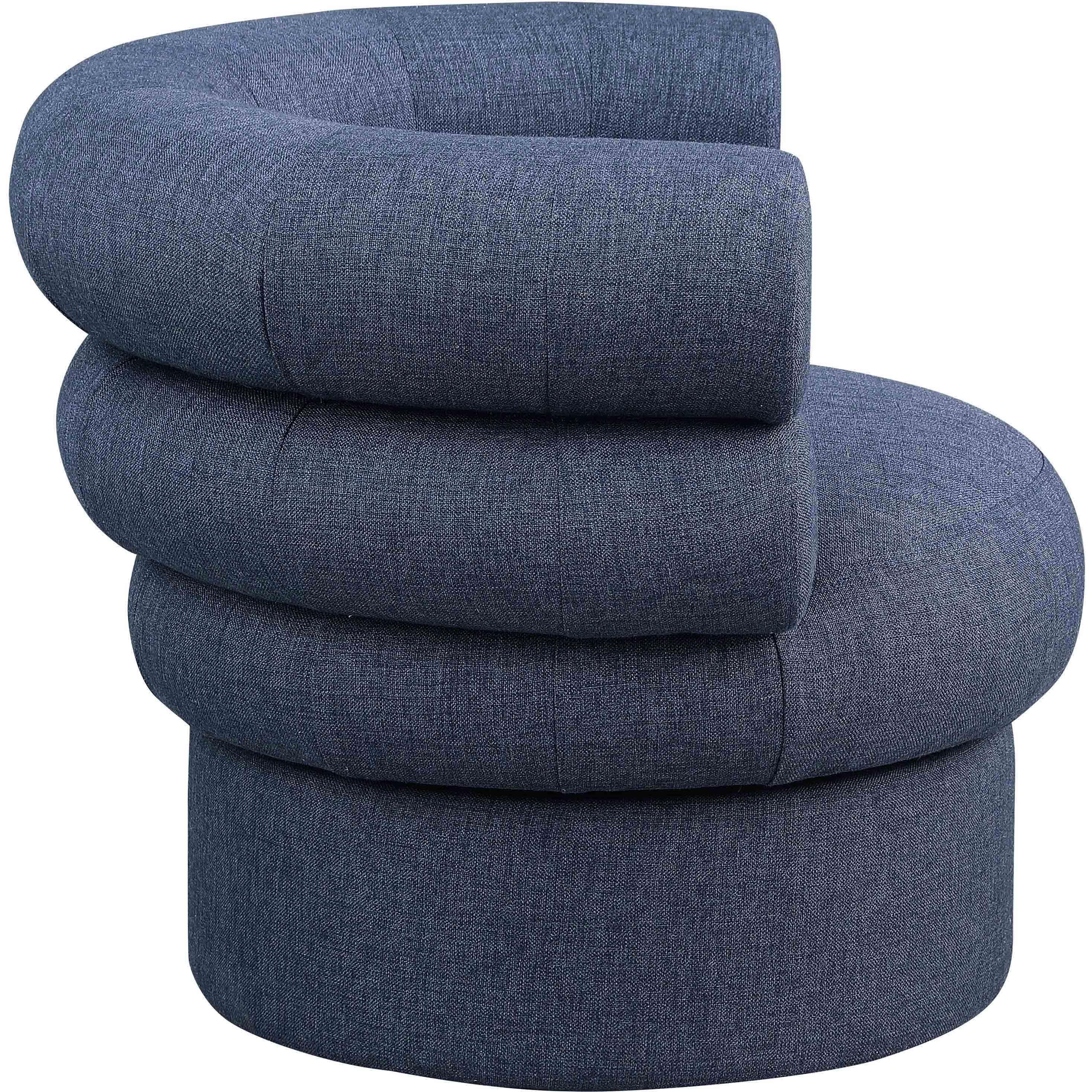 Meridian Valentina Dark Navy Linen Textured Fabric Accent Swivel Chair