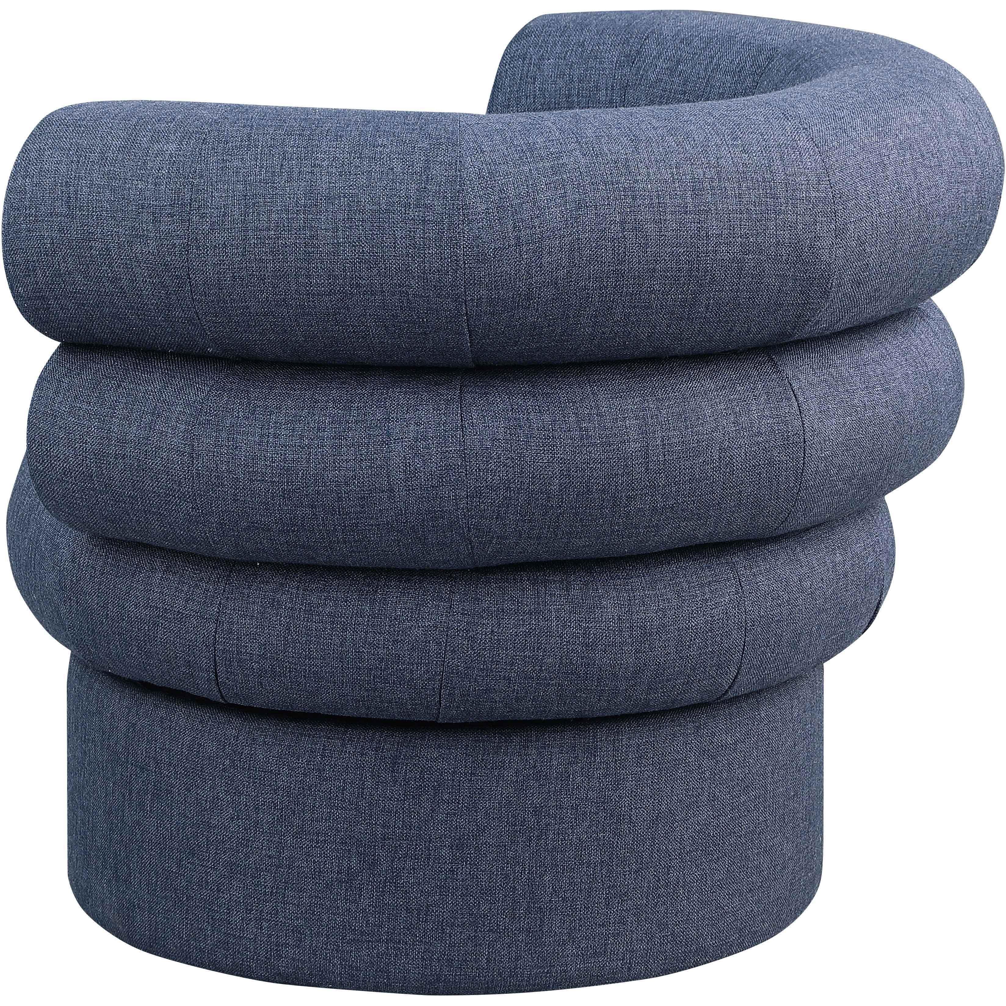 Meridian Valentina Dark Navy Linen Textured Fabric Accent Swivel Chair