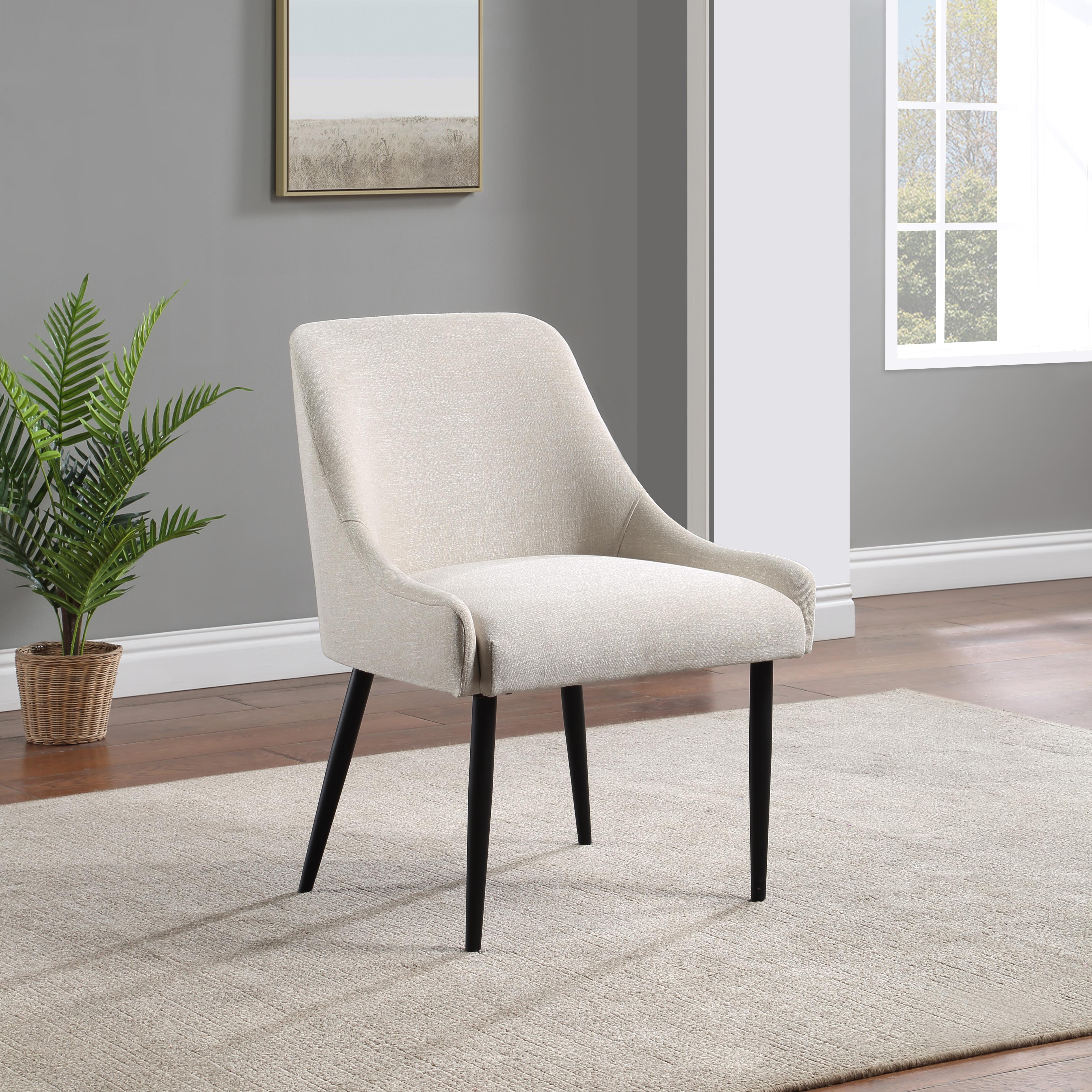 Meridian Camden Beige Linen Textured Fabric Dining Chair