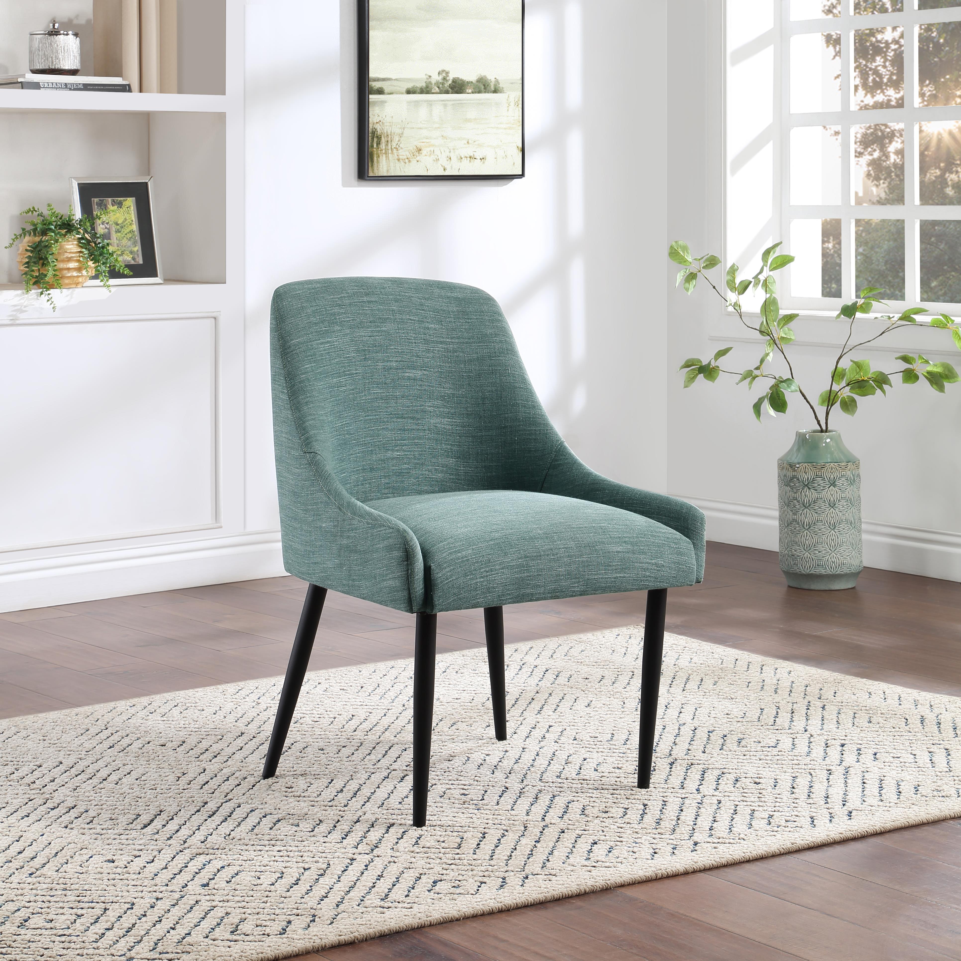 Meridian Camden Green Linen Textured Fabric Dining Chair