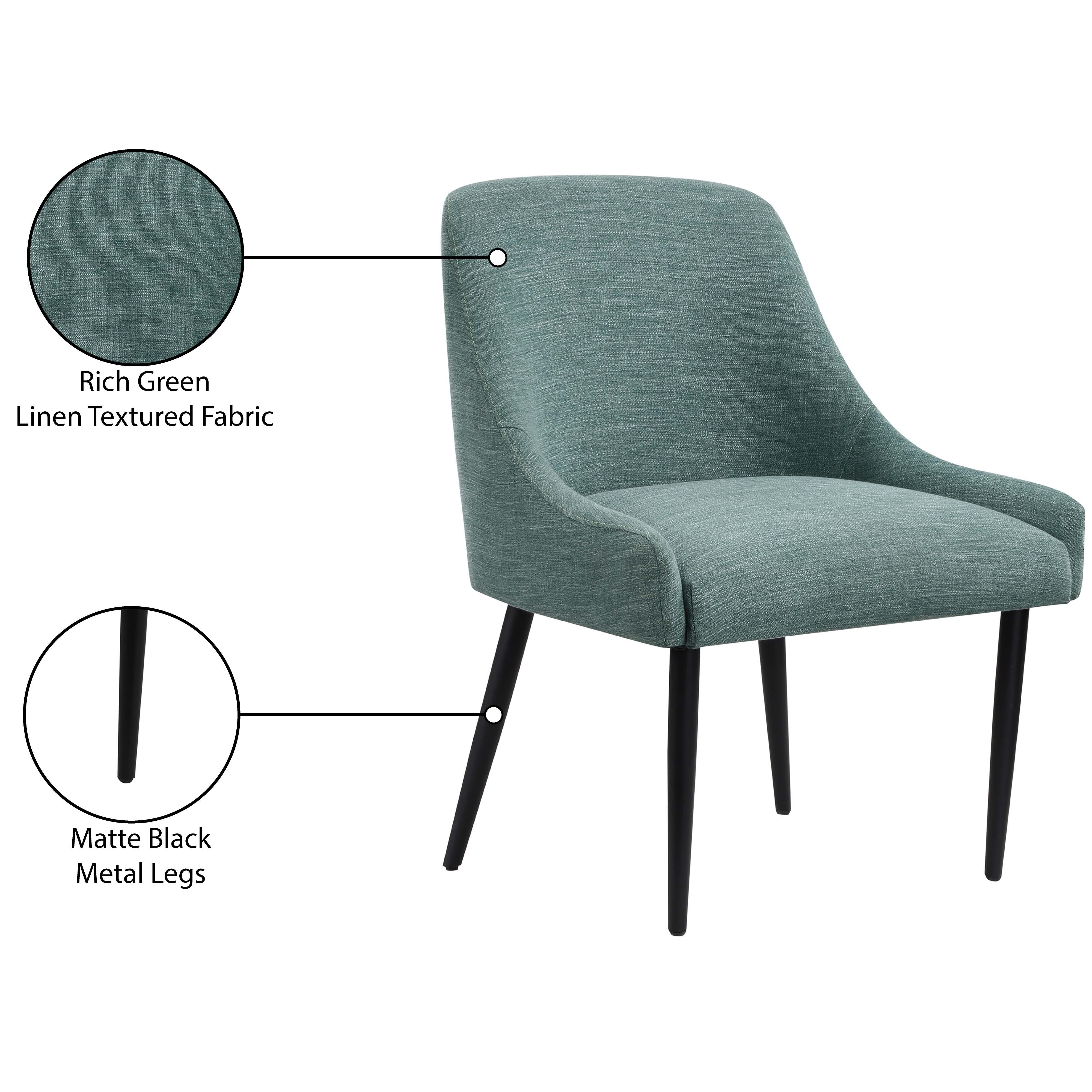 Meridian Camden Green Linen Textured Fabric Dining Chair