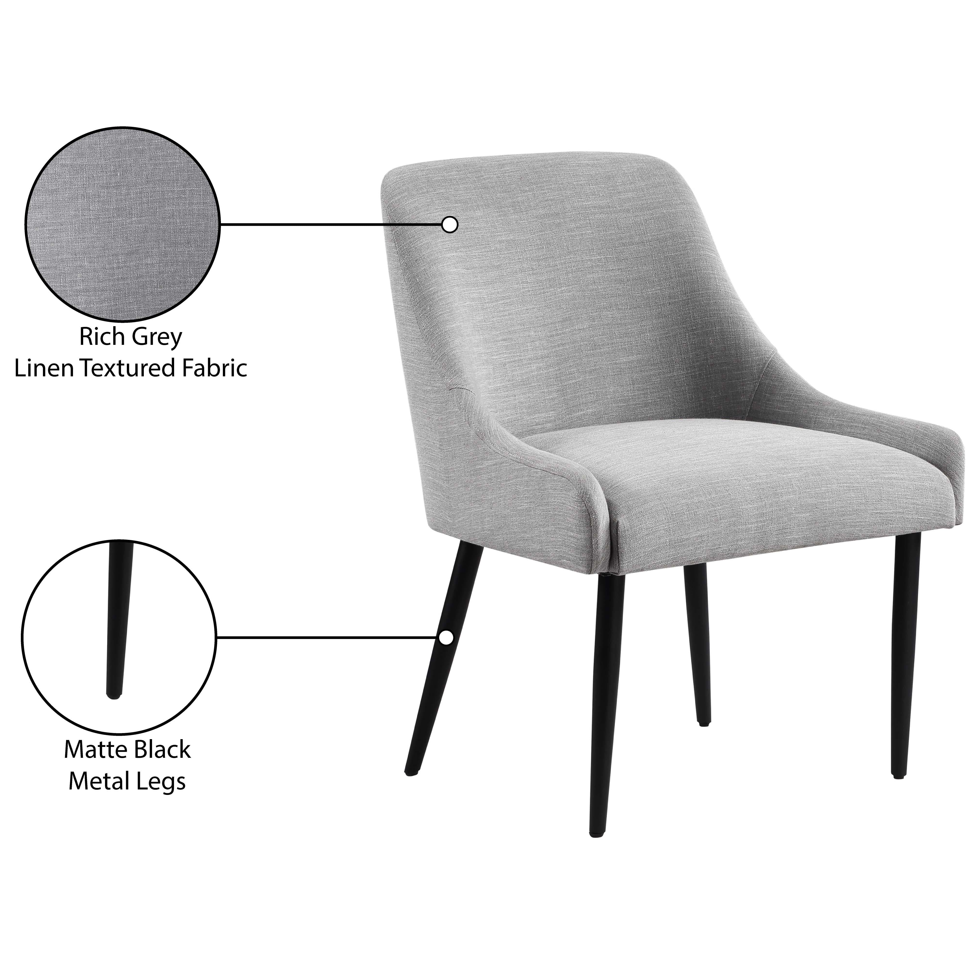 Meridian Camden Grey Linen Textured Fabric Dining Chair