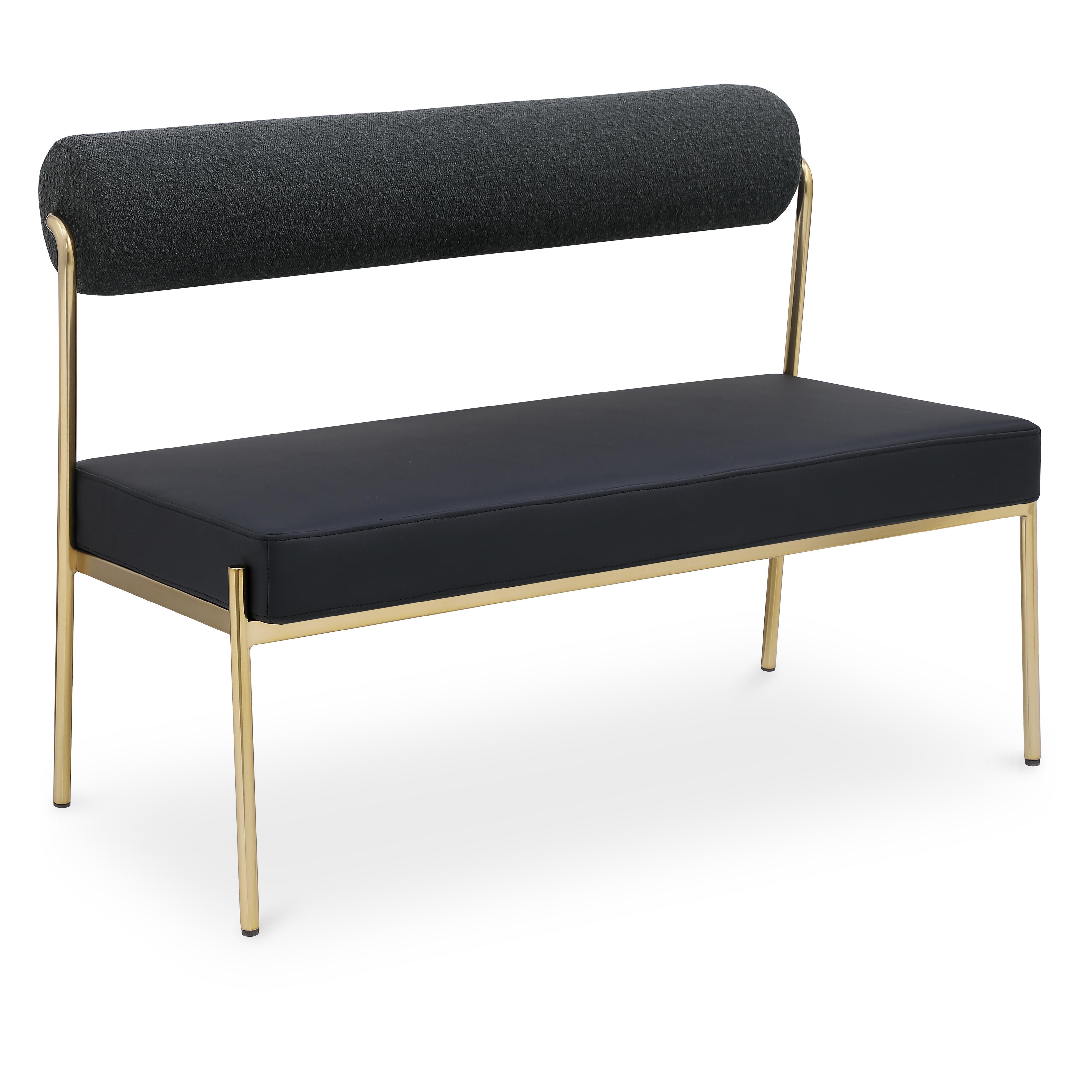 Meridian Carly Black Vegan Leather Bench