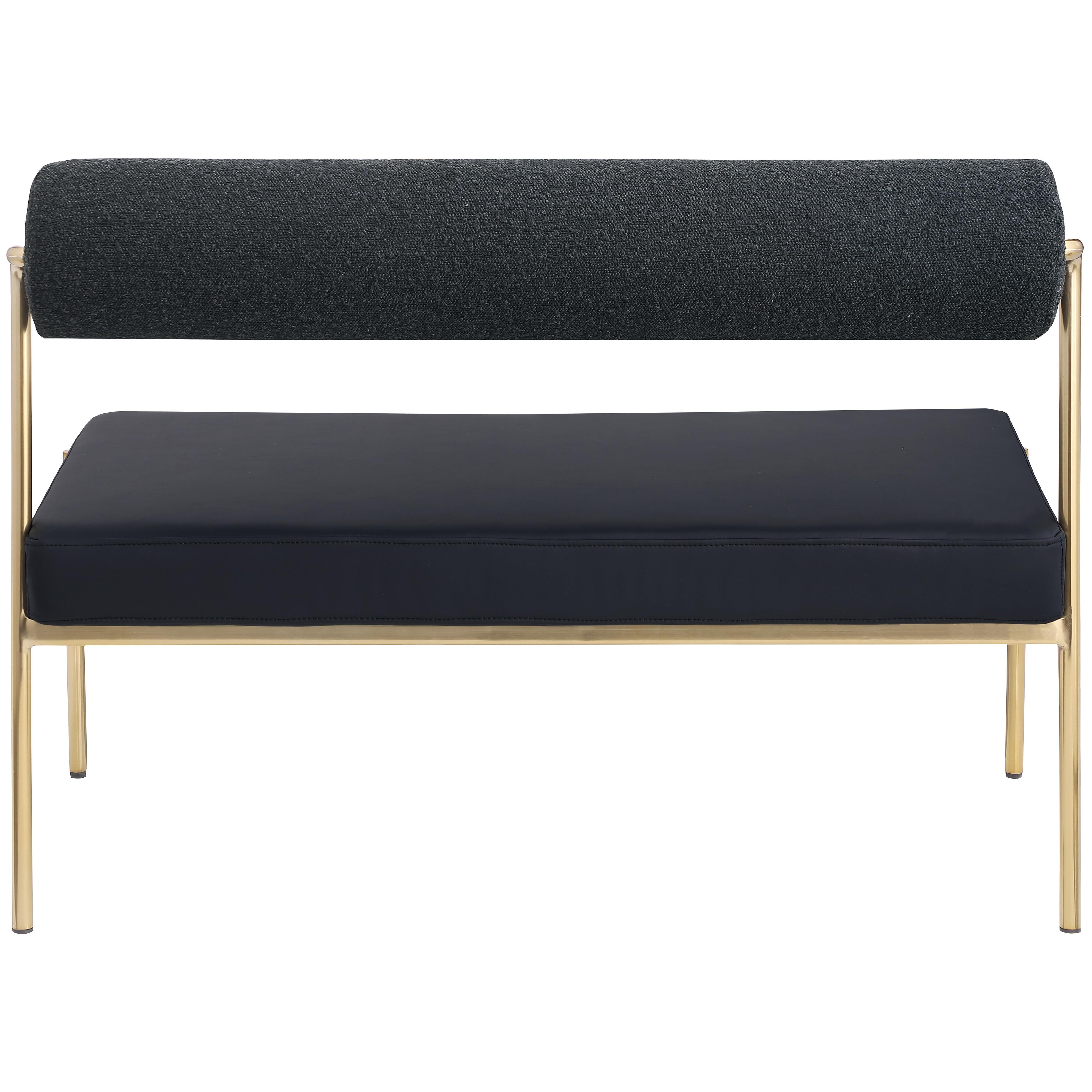 Meridian Carly Black Vegan Leather Bench