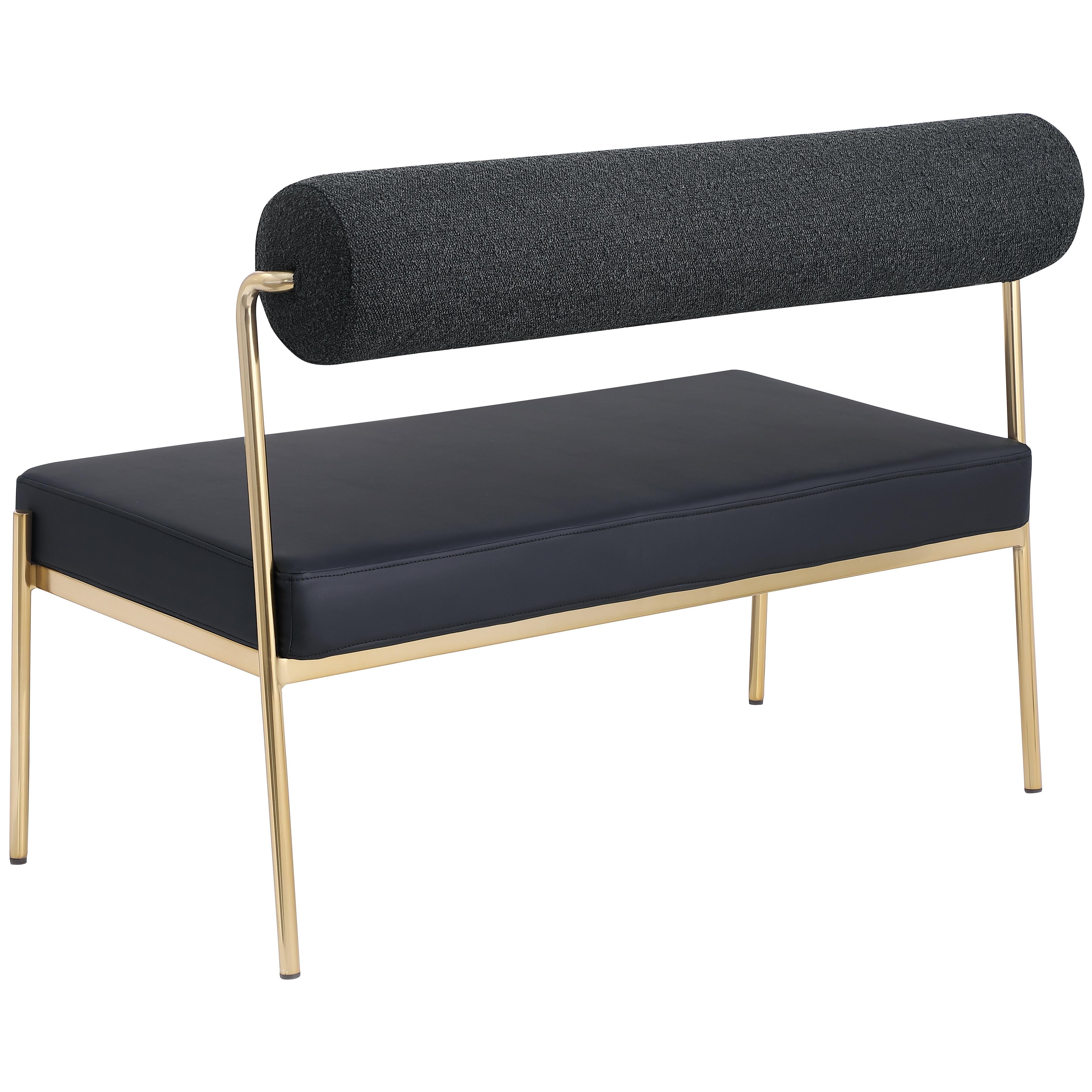 Meridian Carly Black Vegan Leather Bench