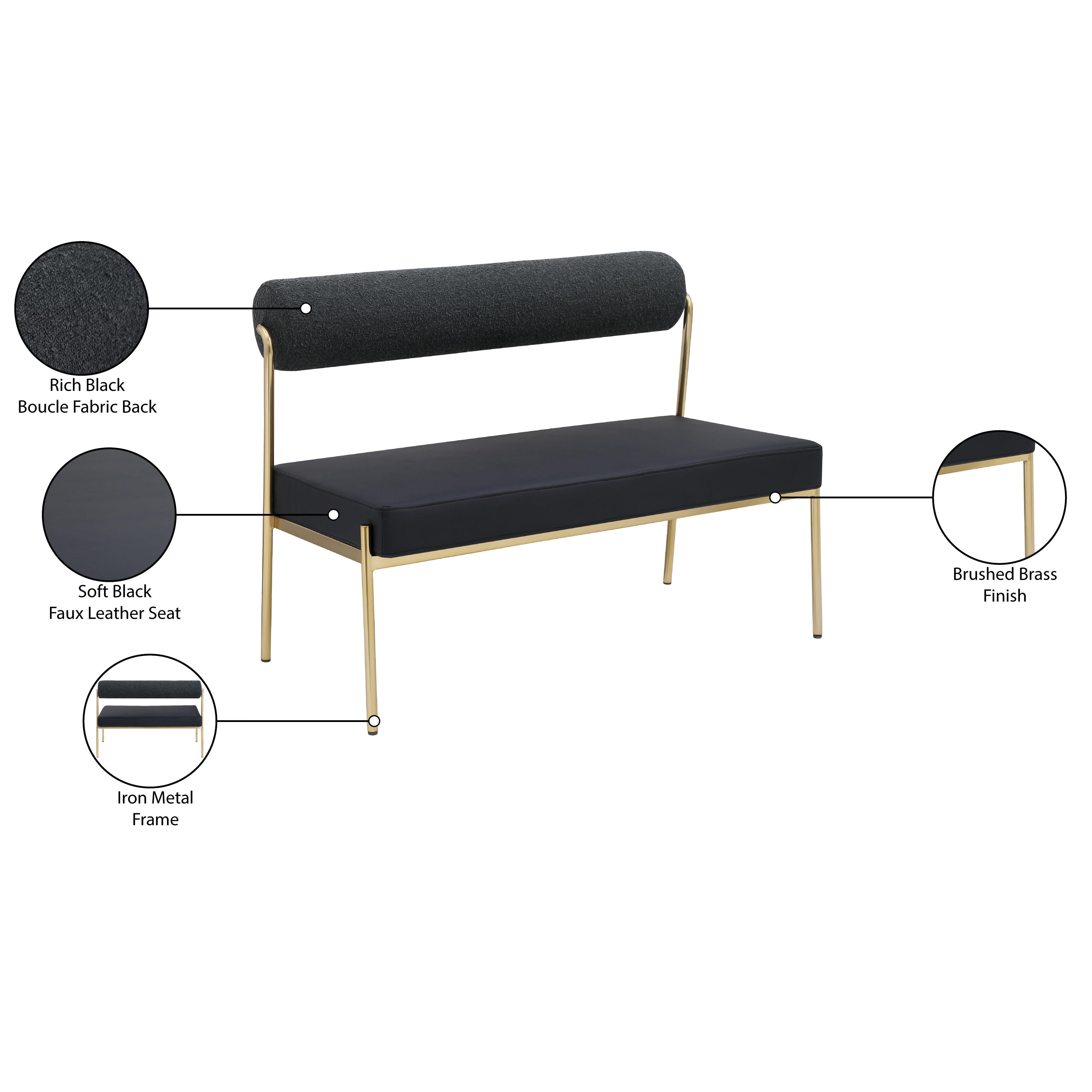 Meridian Carly Black Vegan Leather Bench