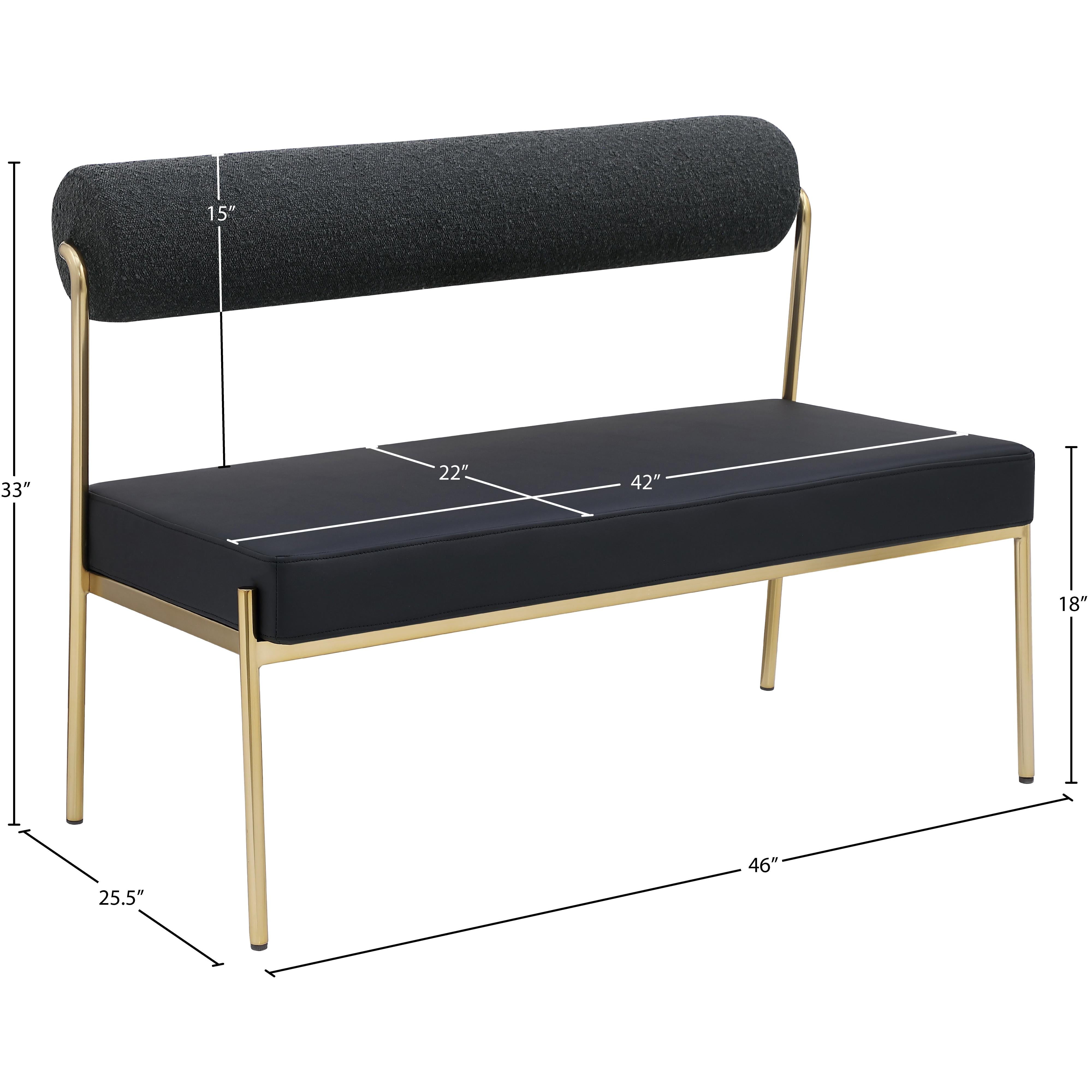 Meridian Carly Black Vegan Leather Bench