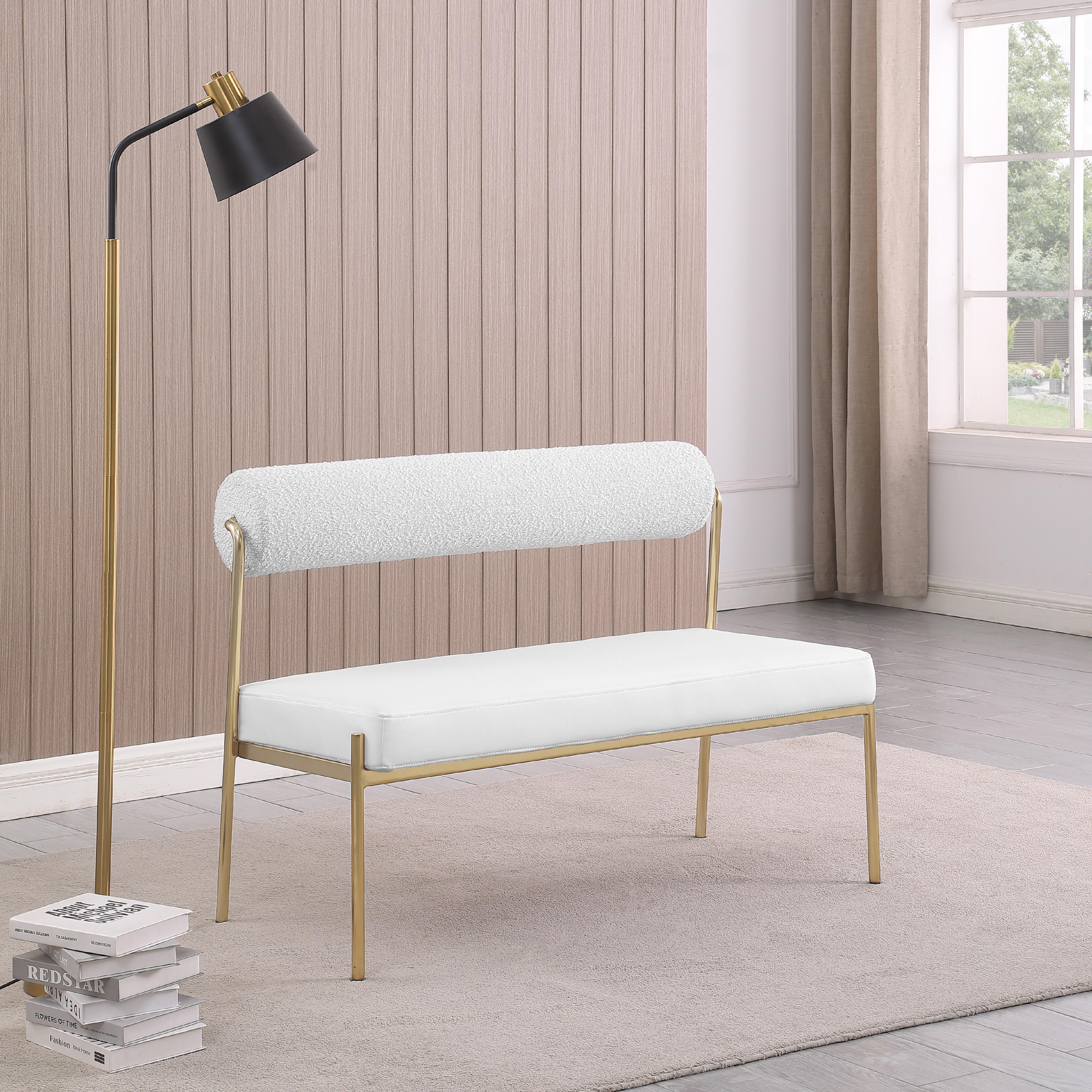 Meridian Carly Cream Vegan Leather Bench