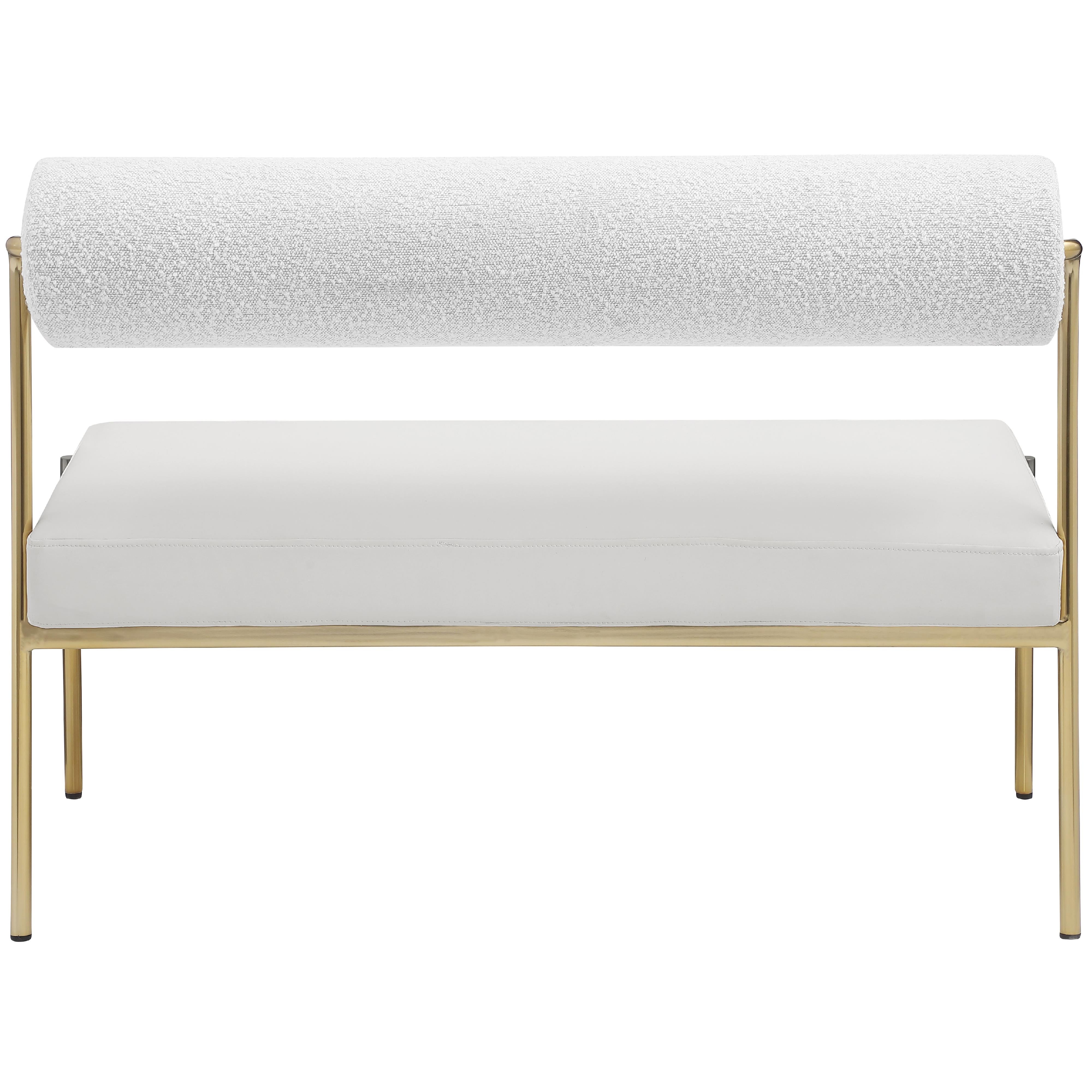 Meridian Carly Cream Vegan Leather Bench