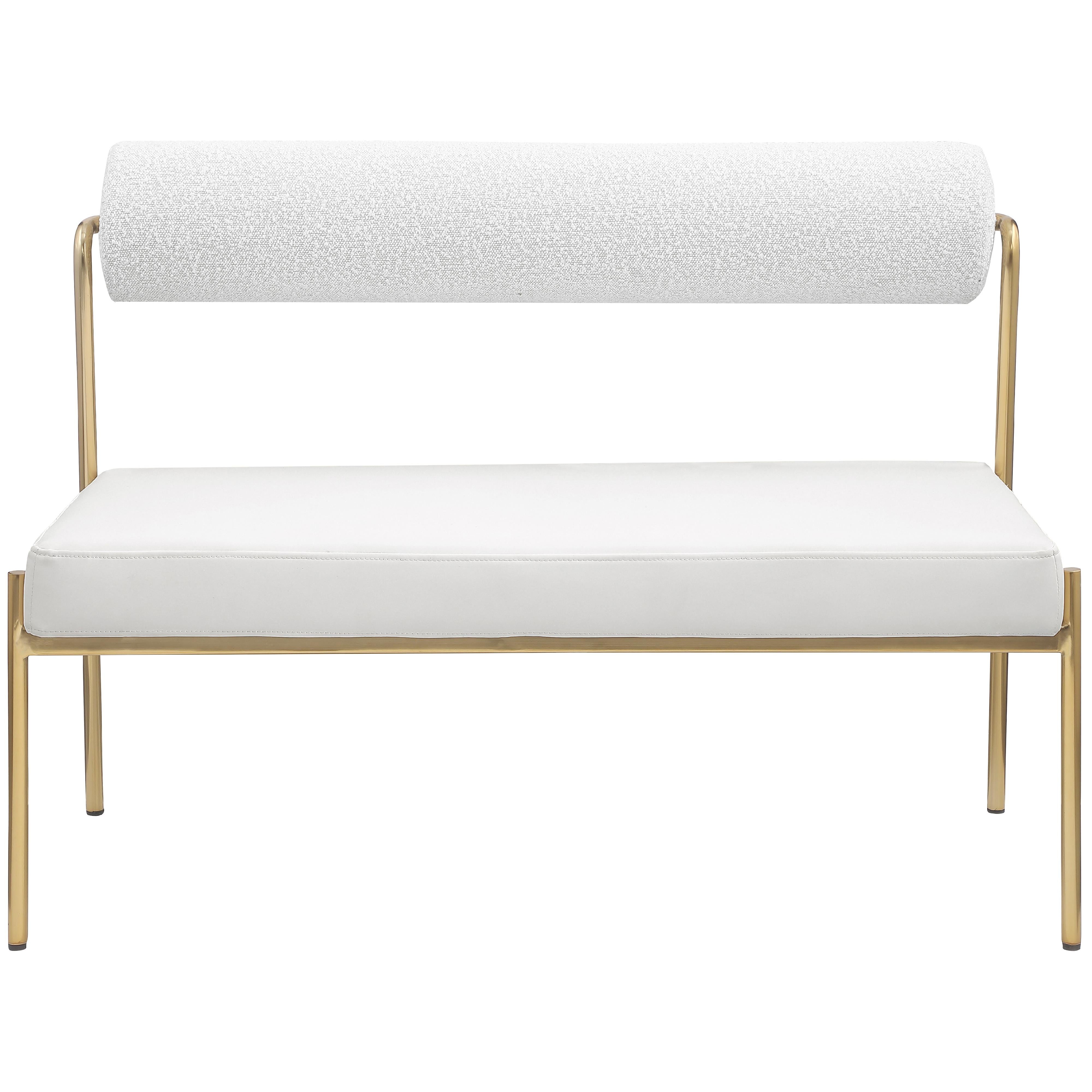 Meridian Carly Cream Vegan Leather Bench