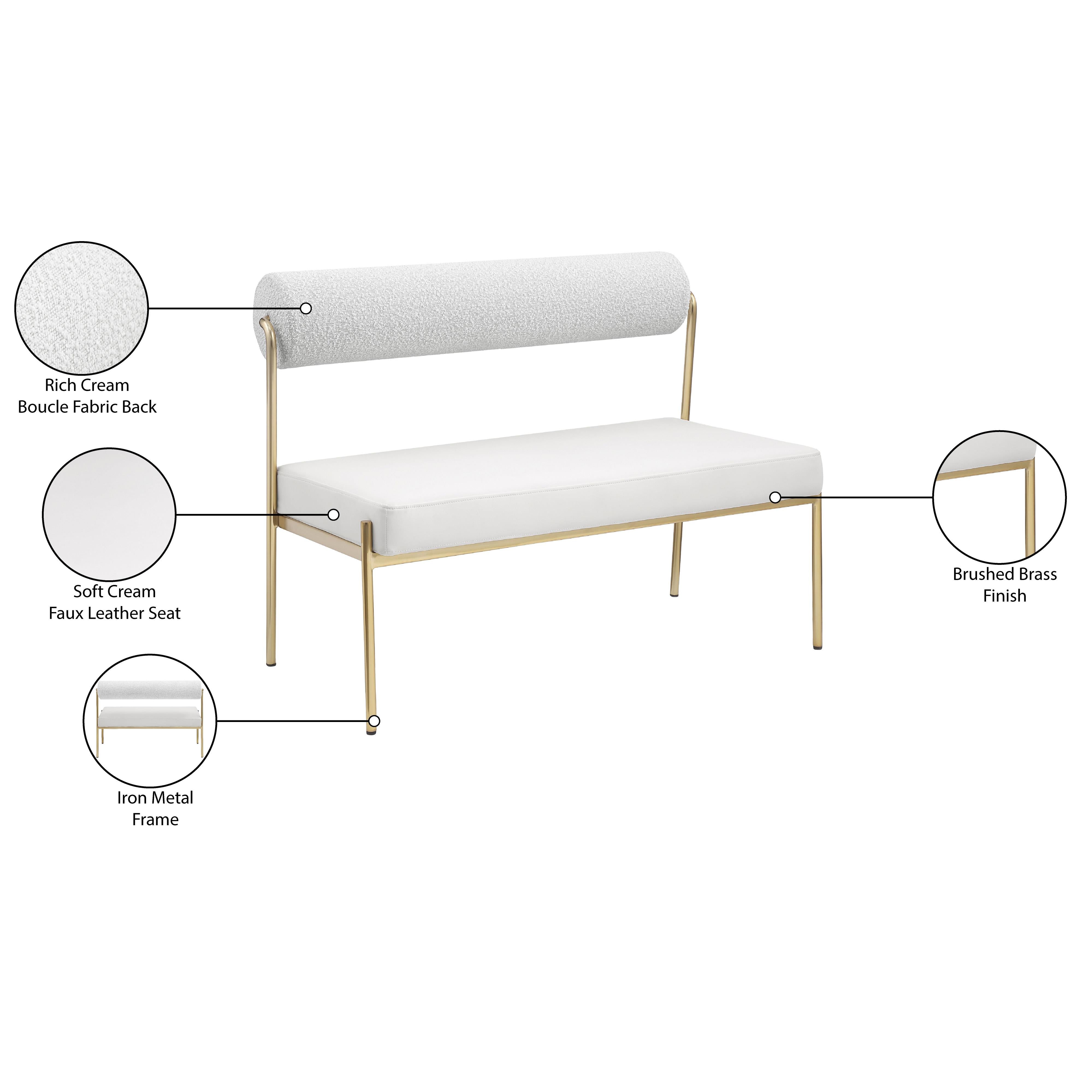 Meridian Carly Cream Vegan Leather Bench