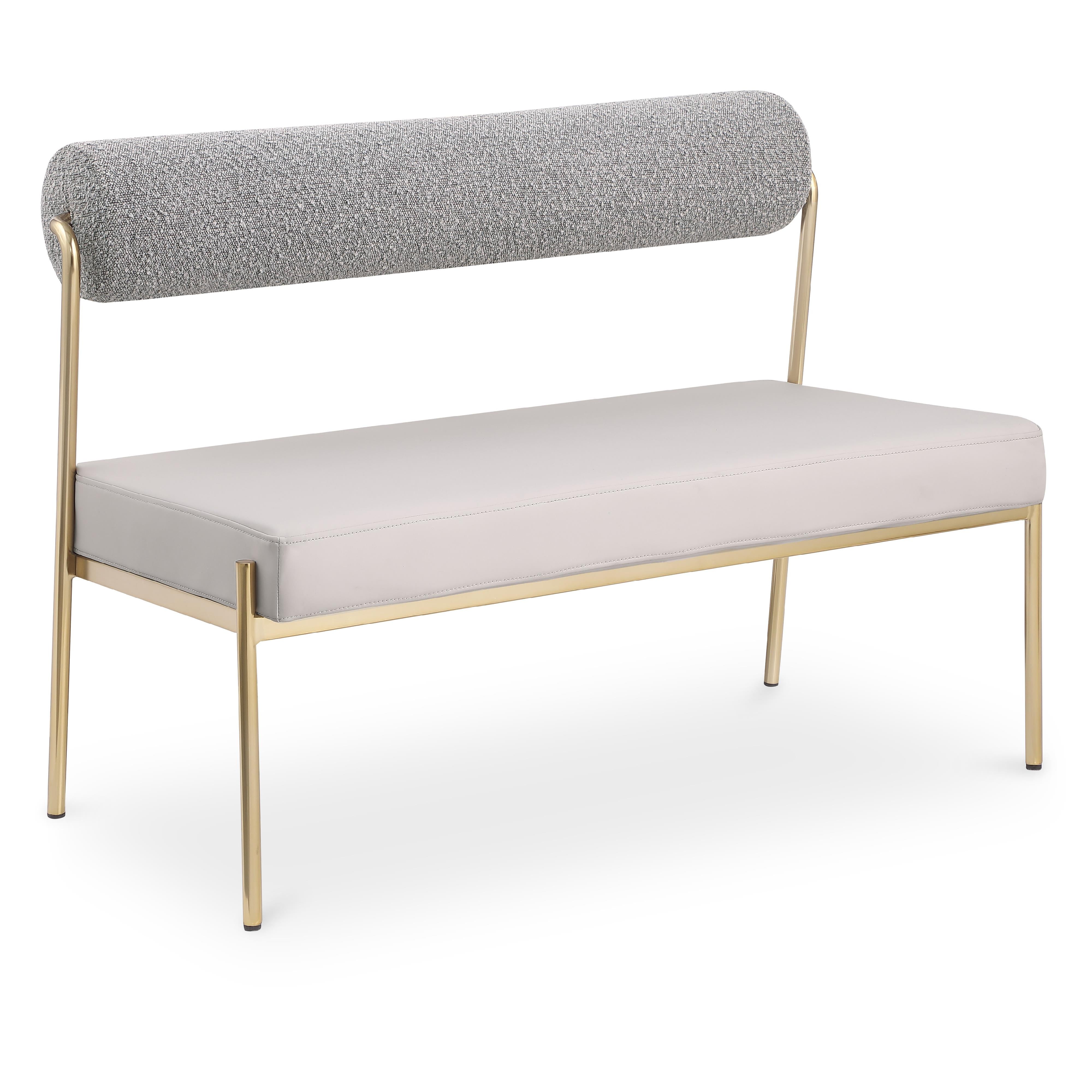 Meridian Carly Taupe Vegan Leather Bench