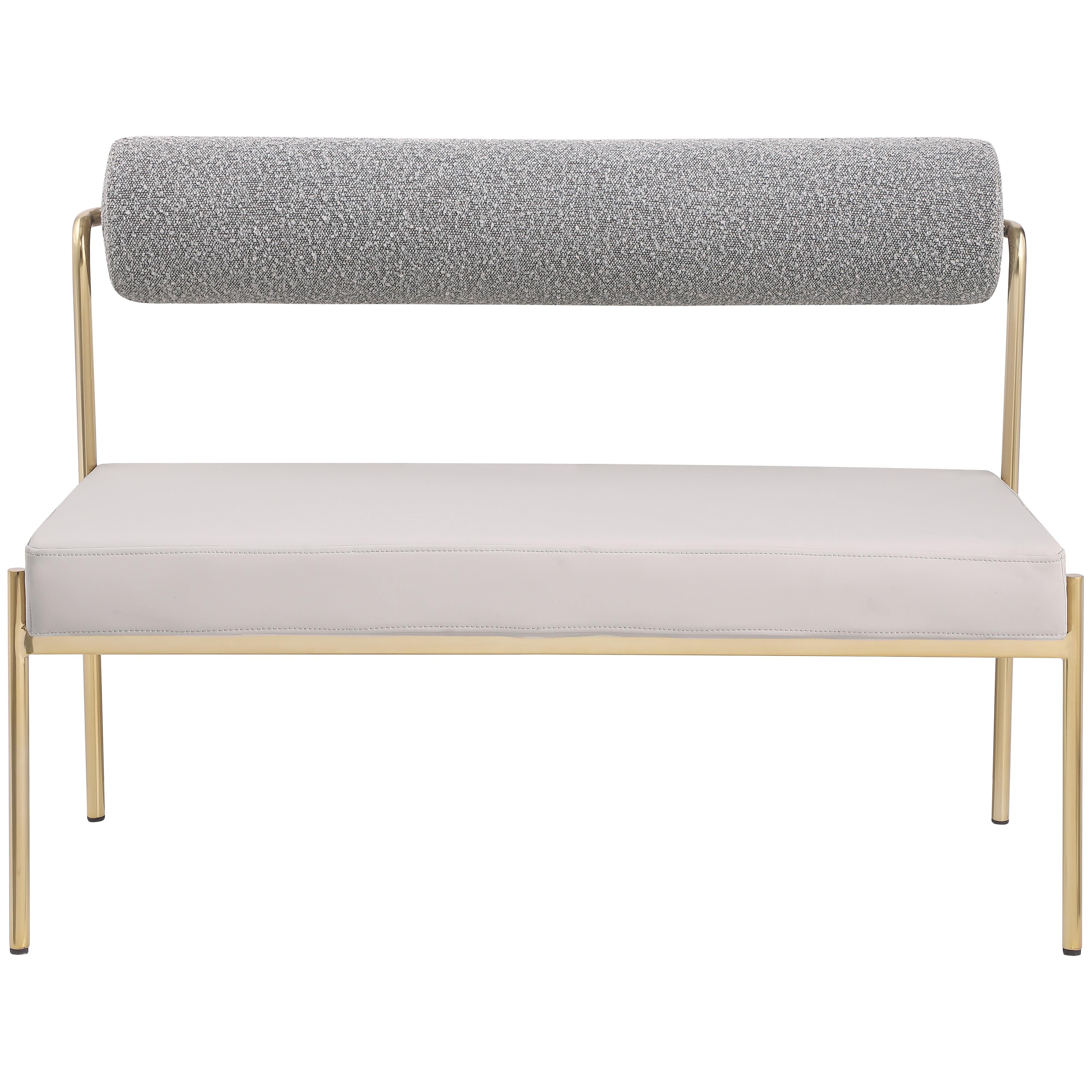 Meridian Carly Taupe Vegan Leather Bench