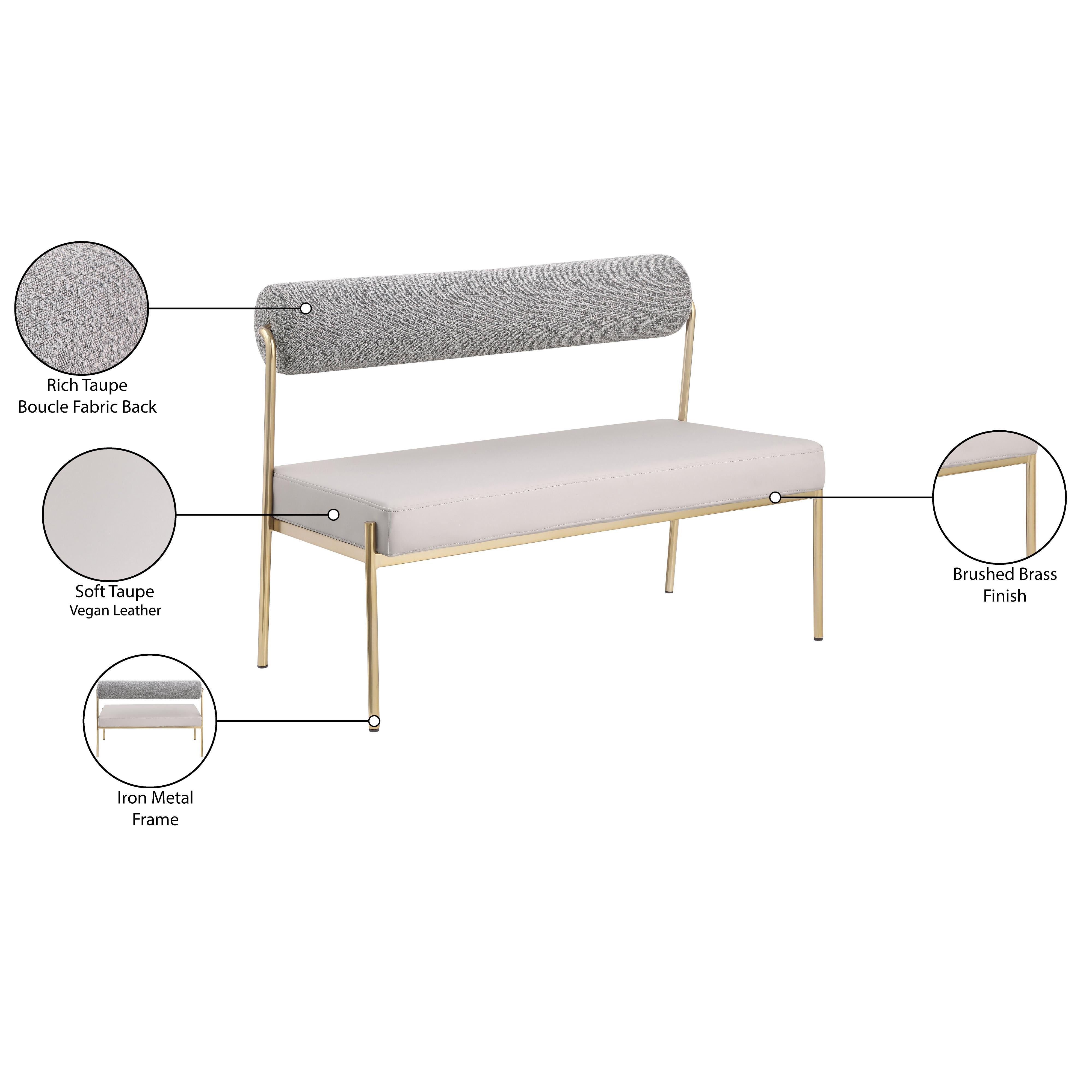 Meridian Carly Taupe Vegan Leather Bench