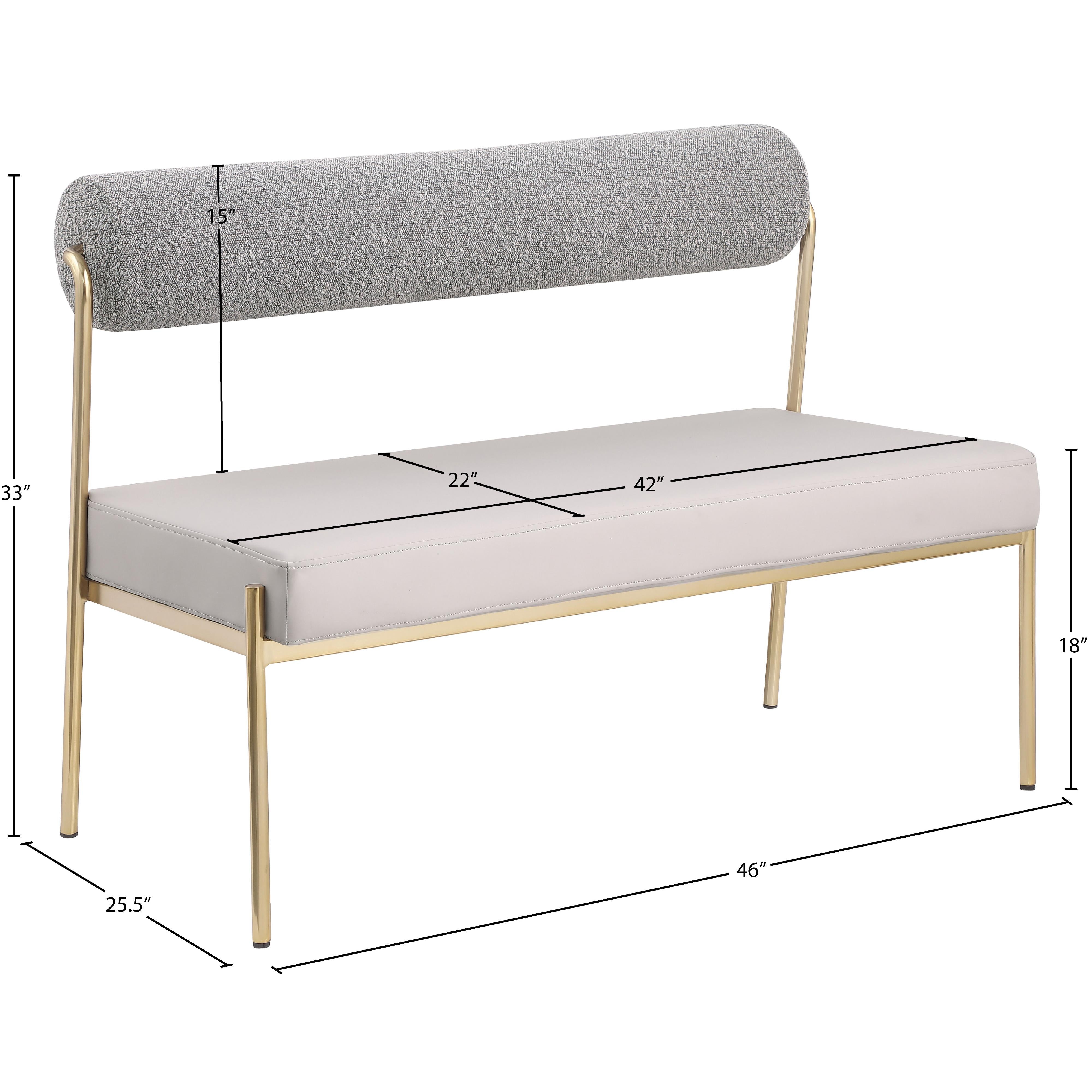 Meridian Carly Taupe Vegan Leather Bench