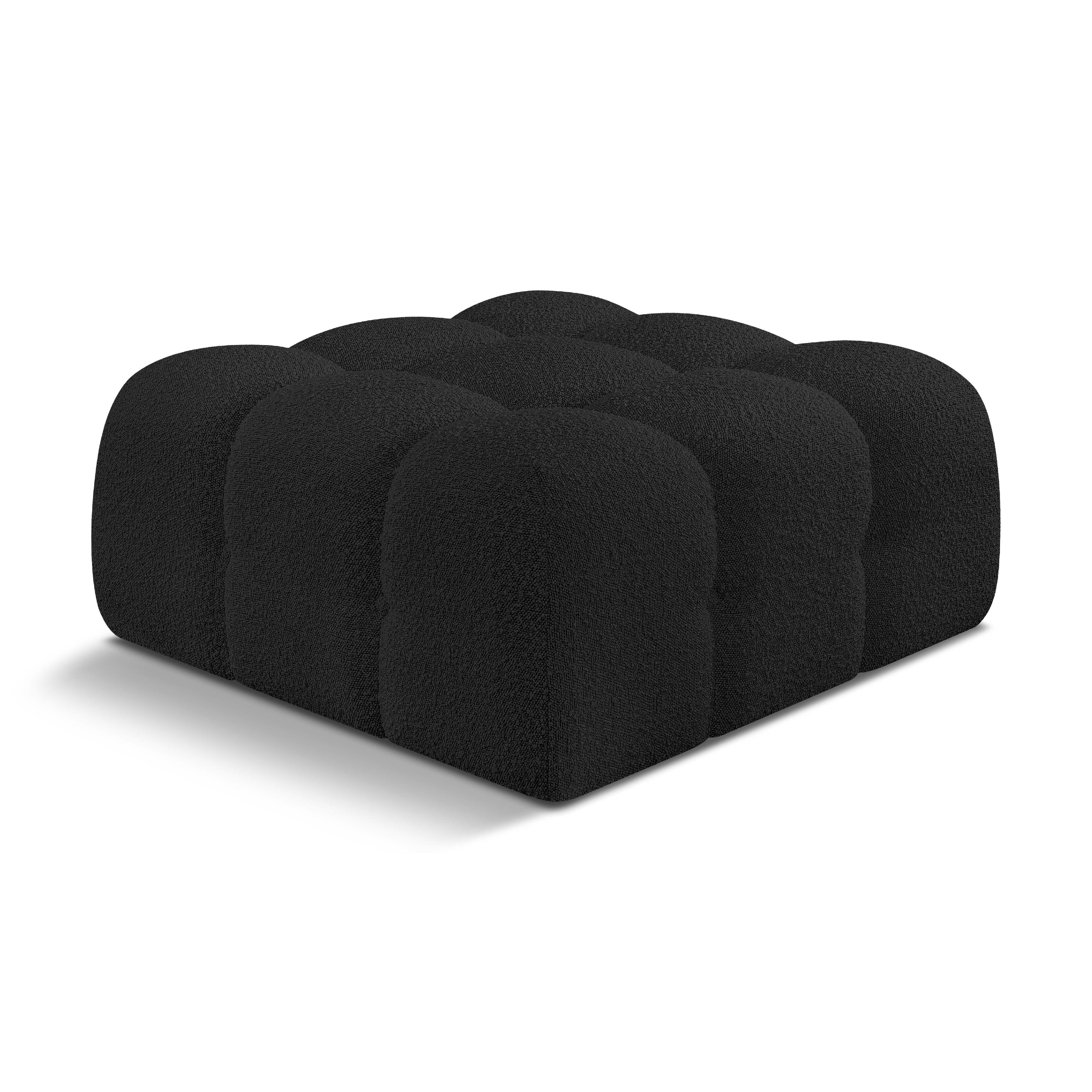 Meridian Ames Black Boucle Fabric Ottoman