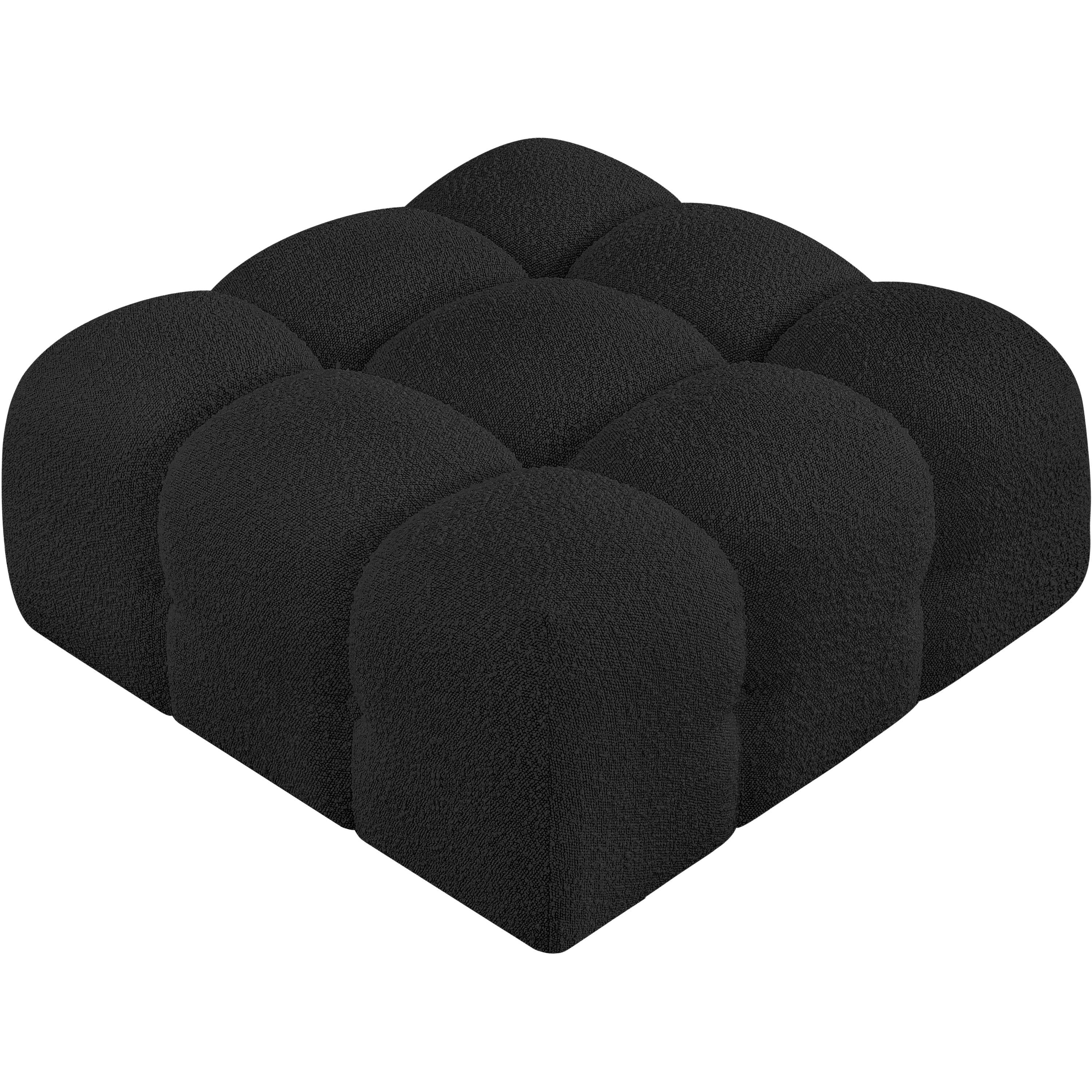 Meridian Ames Black Boucle Fabric Ottoman