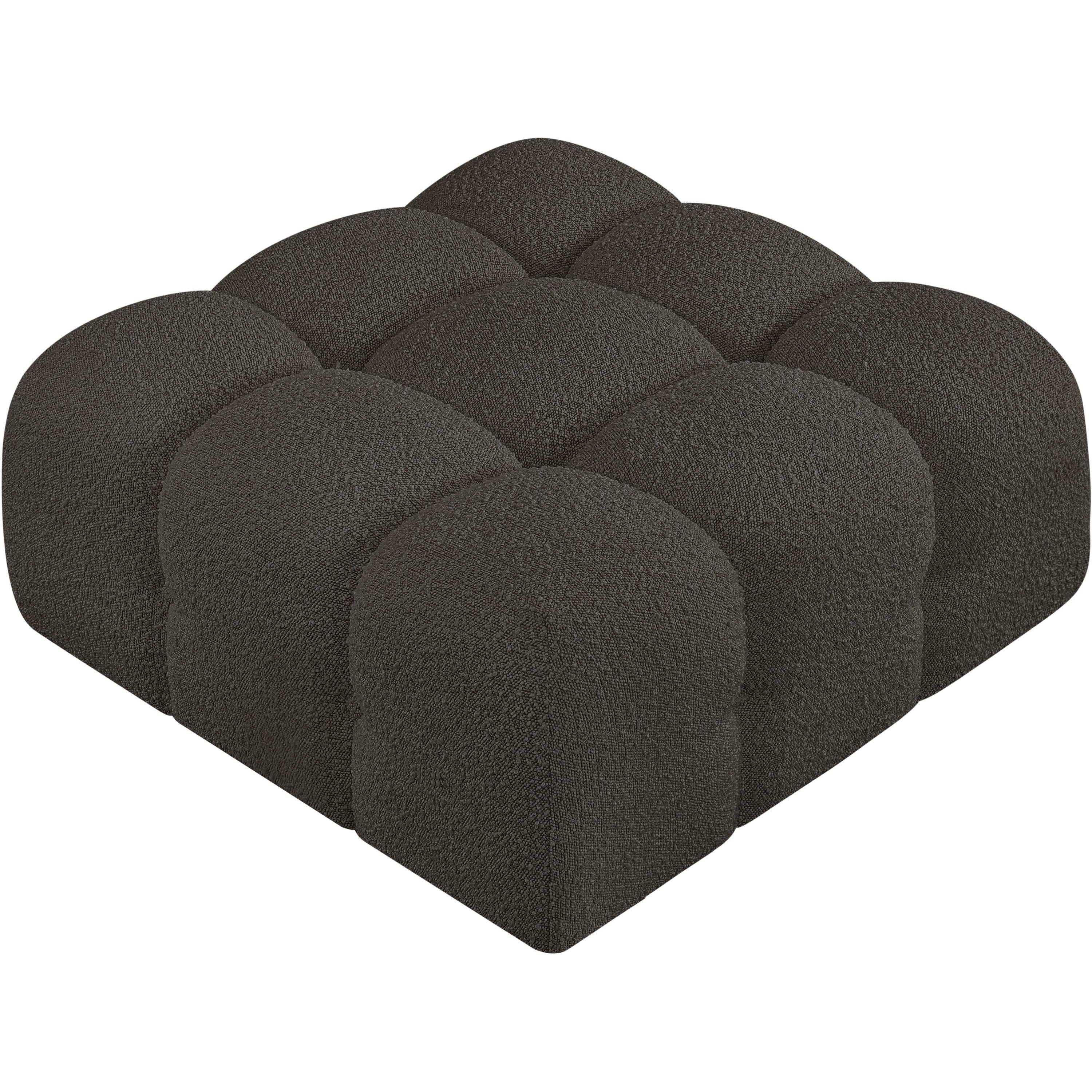 Meridian Ames Brown Boucle Fabric Ottoman