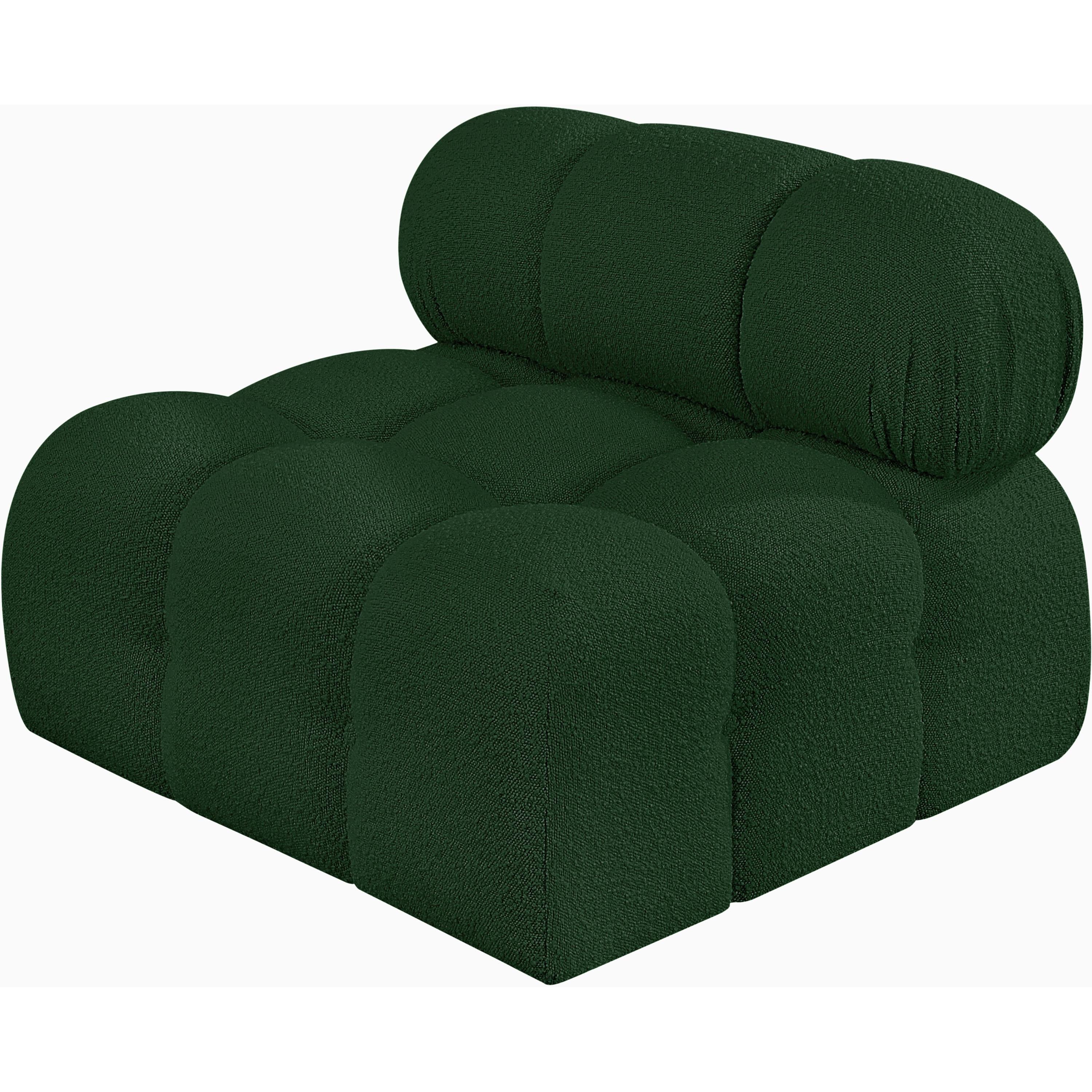 Meridian Ames Green Boucle Fabric Armless