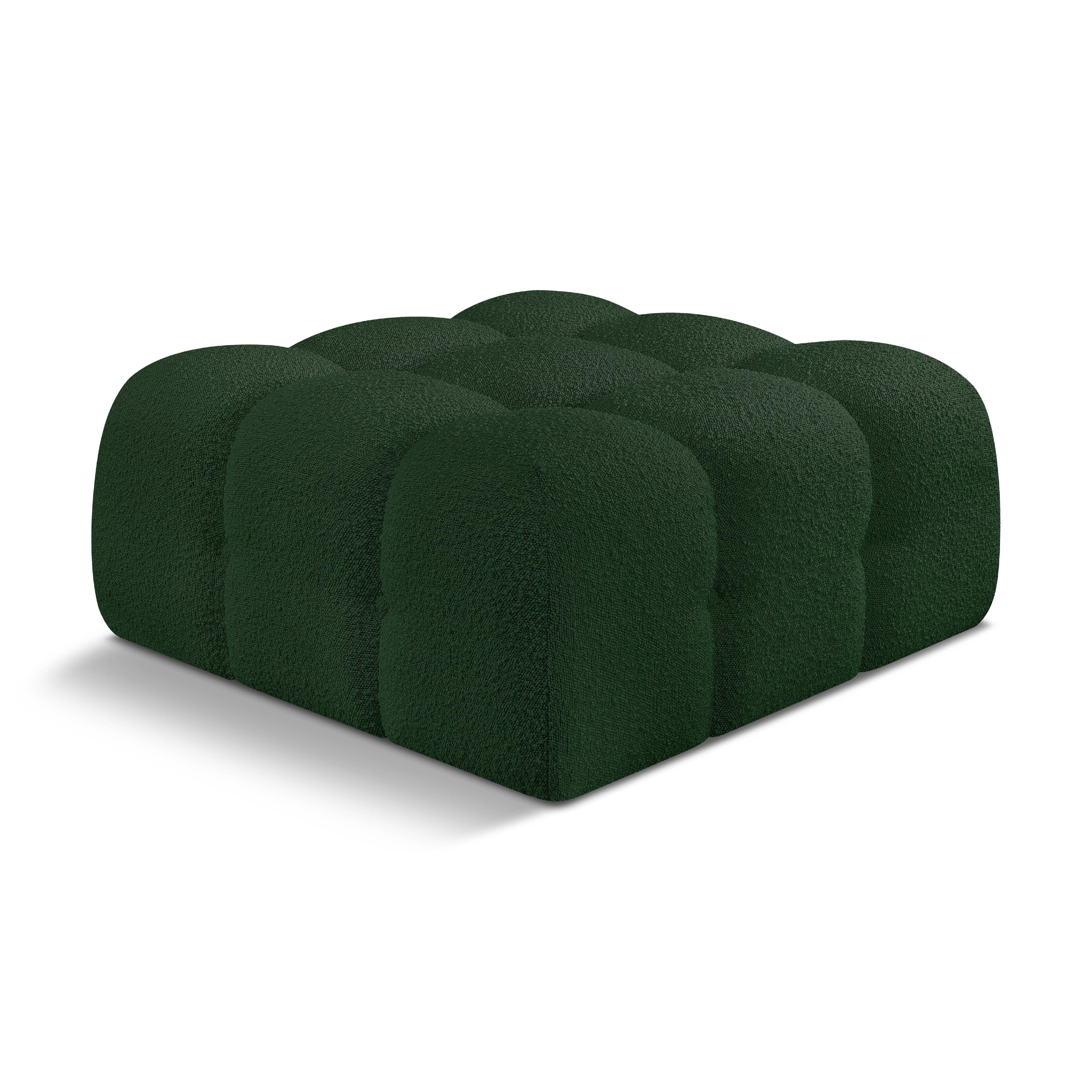 Meridian Ames Green Boucle Fabric Ottoman