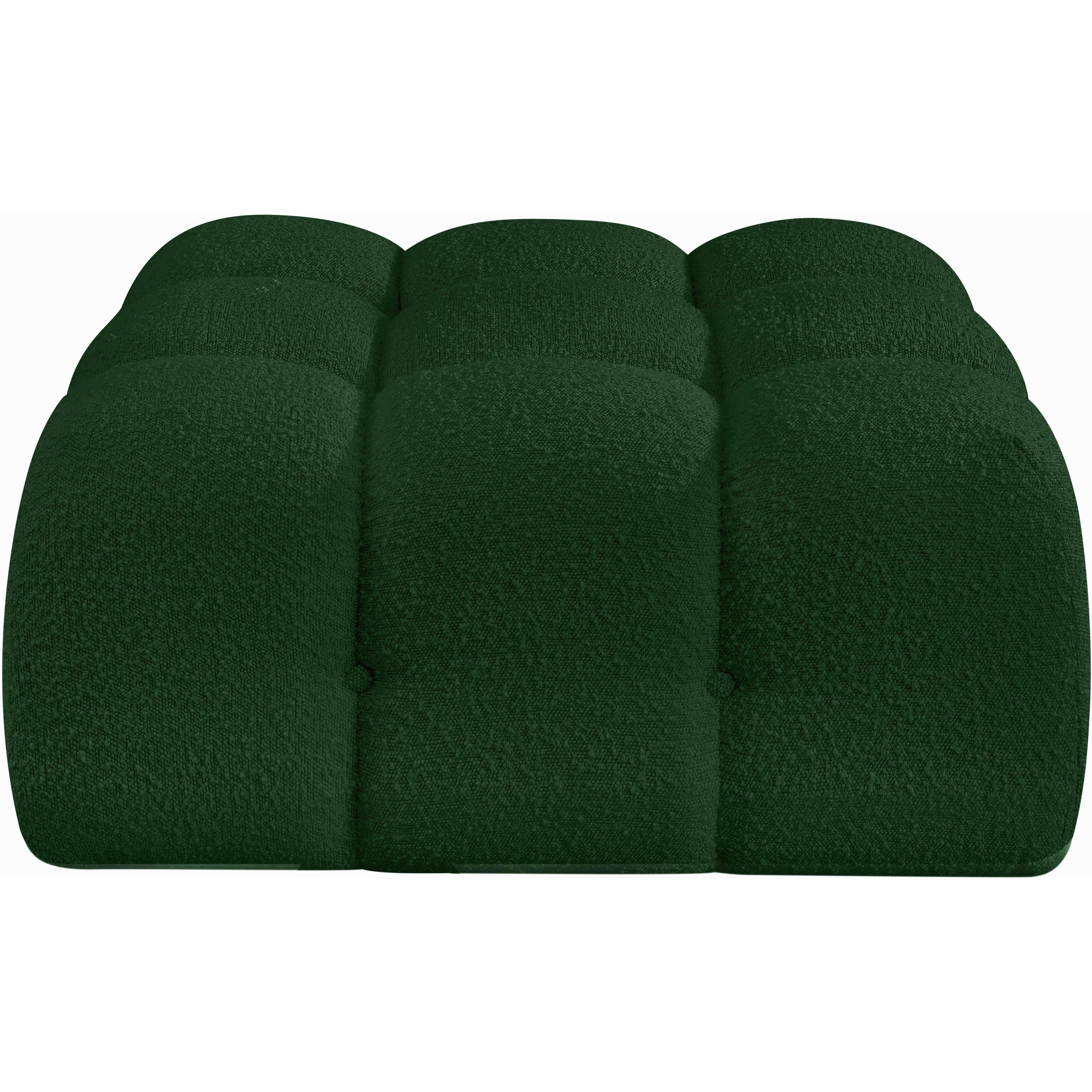 Meridian Ames Green Boucle Fabric Ottoman