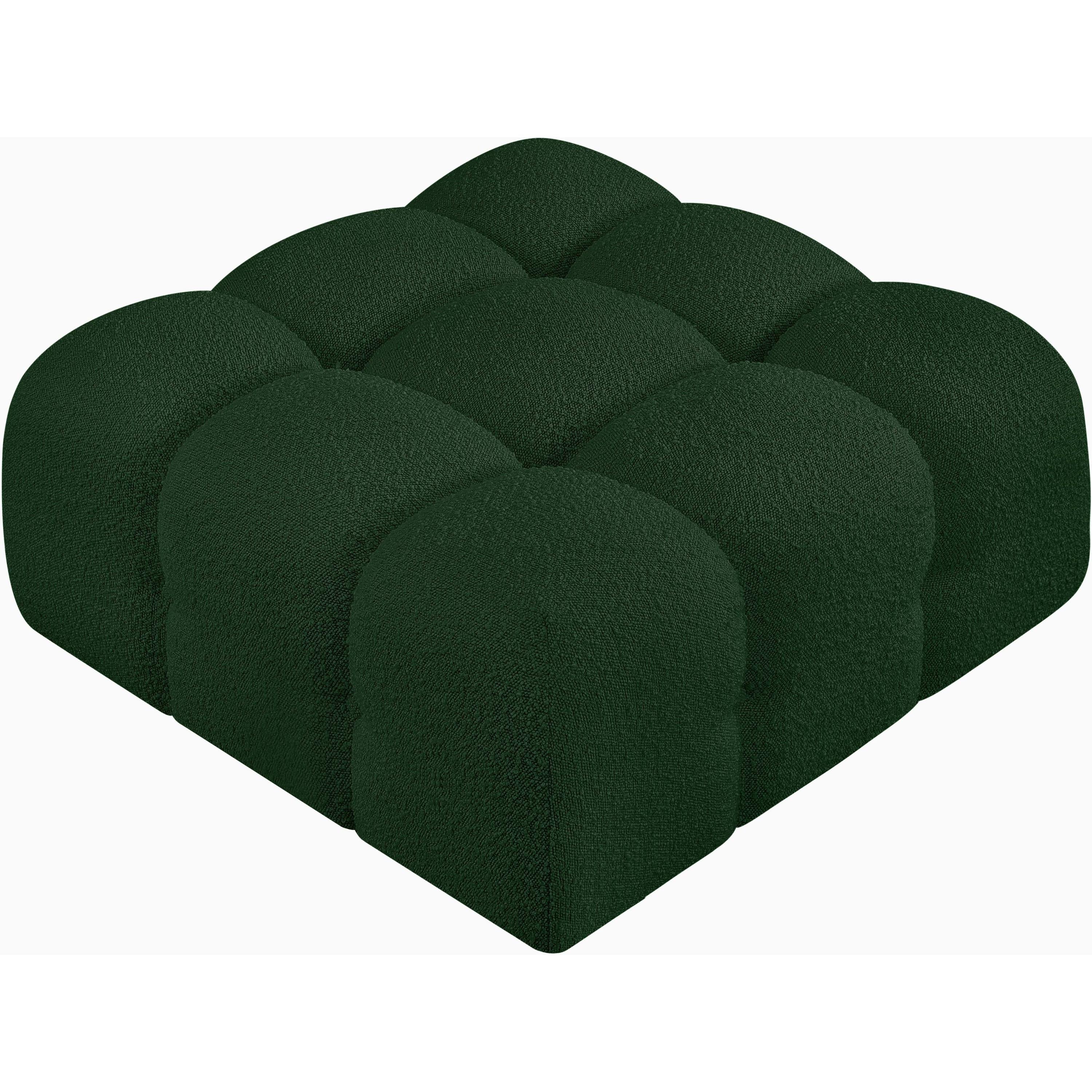 Meridian Ames Green Boucle Fabric Ottoman