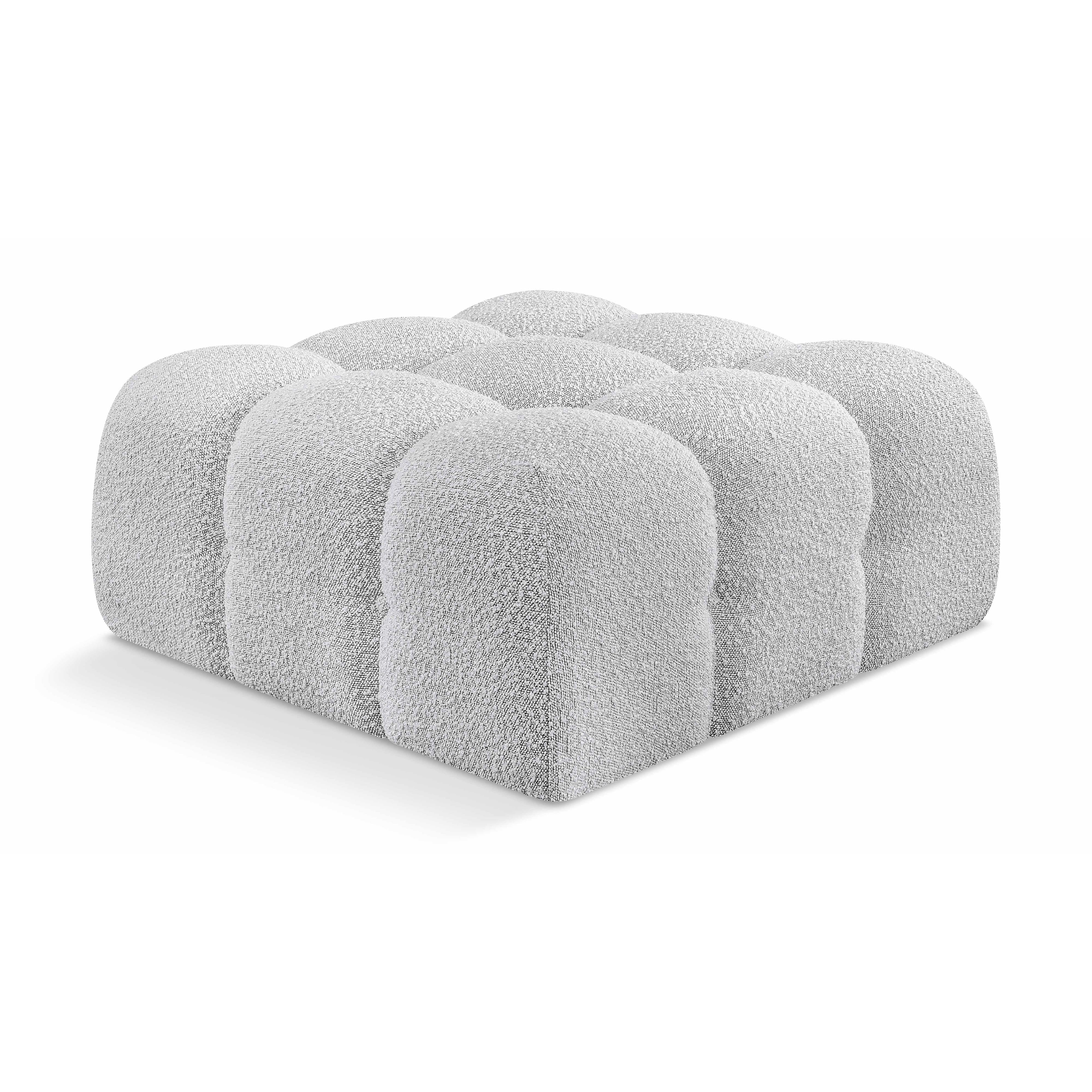 Meridian Ames Grey Boucle Fabric Ottoman