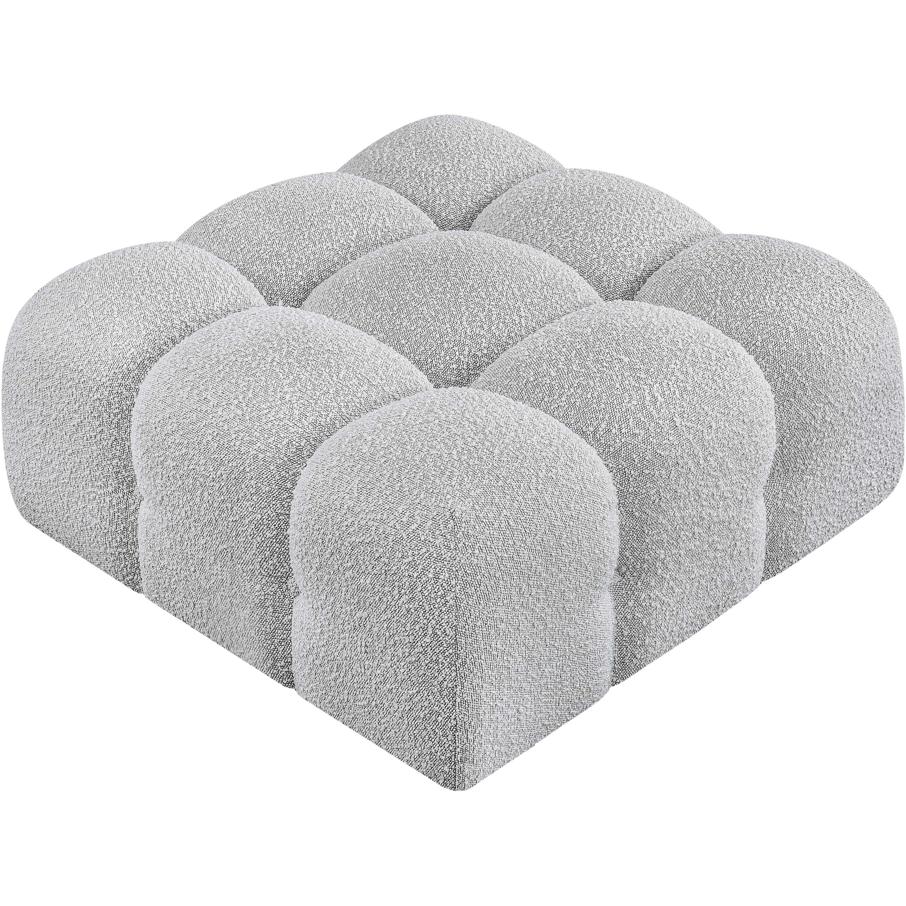 Meridian Ames Grey Boucle Fabric Ottoman