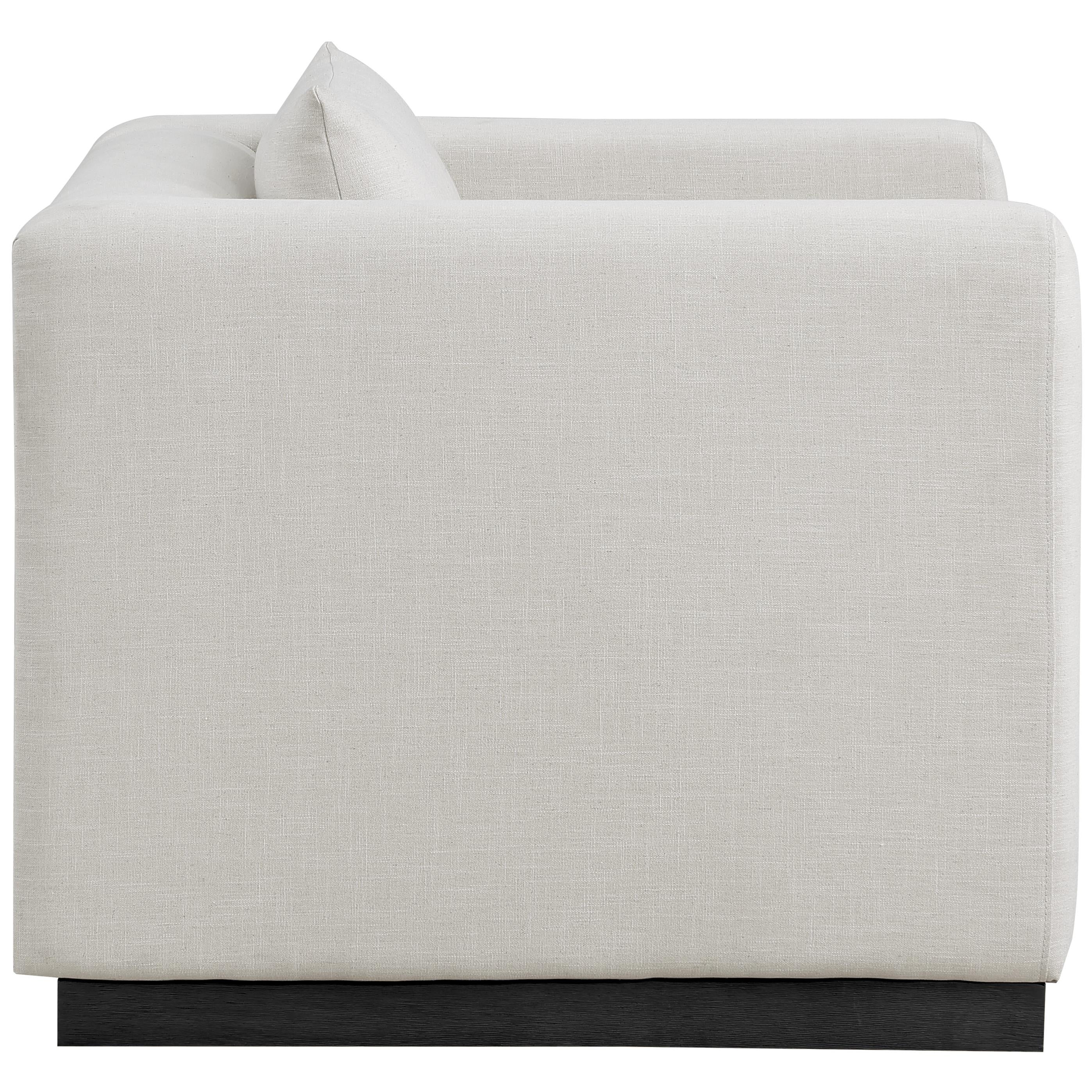 Meridian Alfie Beige Linen Textured Fabic Chair