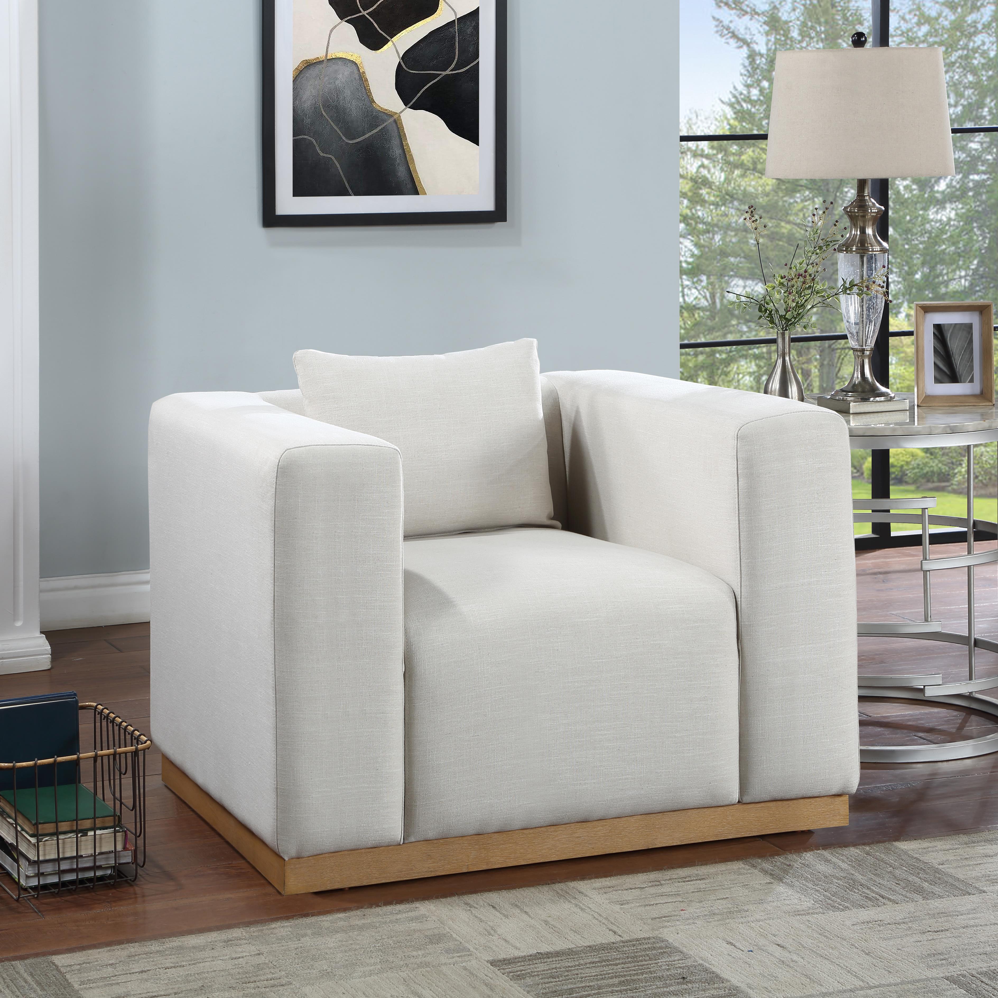 Meridian Alfie Cream Linen Textured Fabic Chair