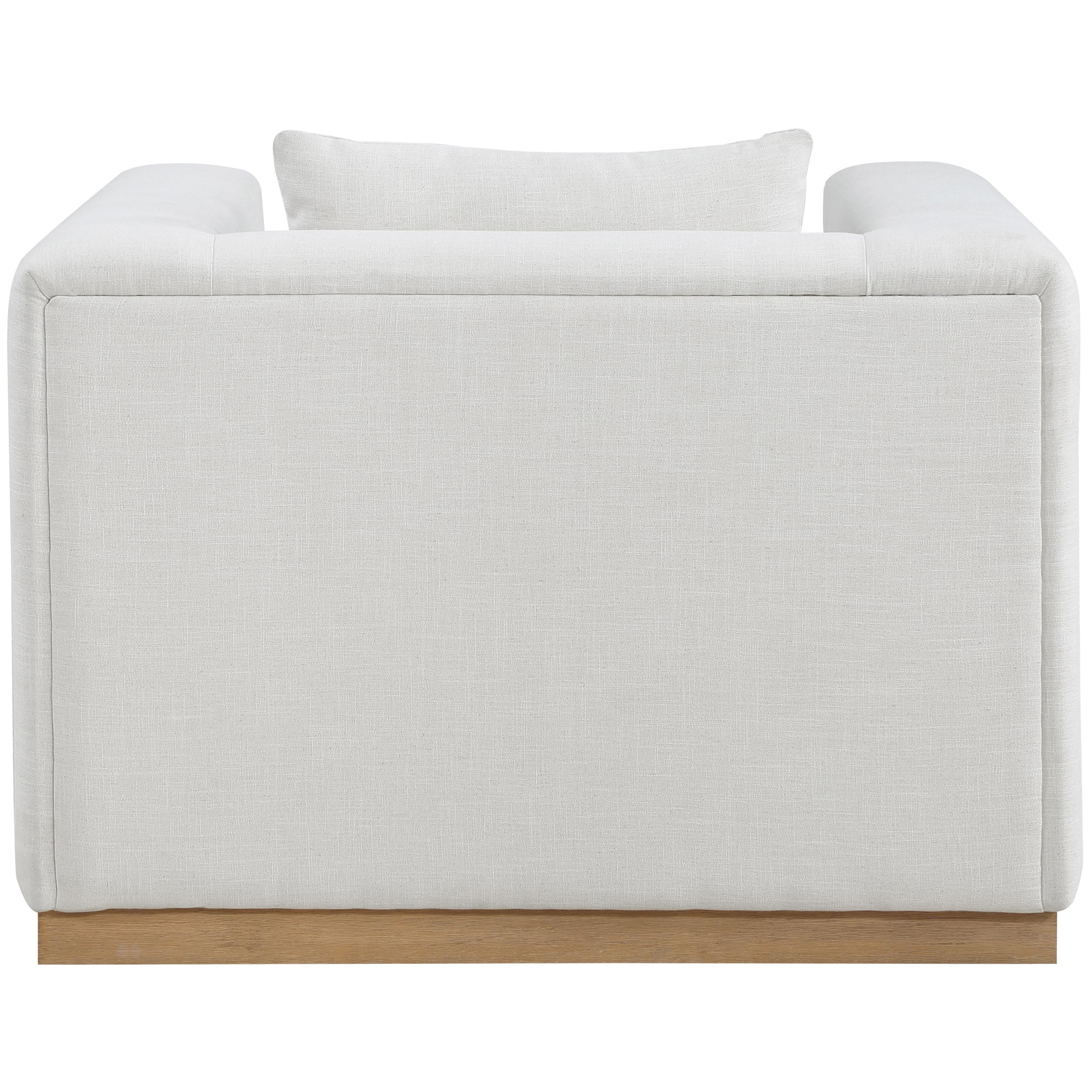 Meridian Alfie Cream Linen Textured Fabic Chair