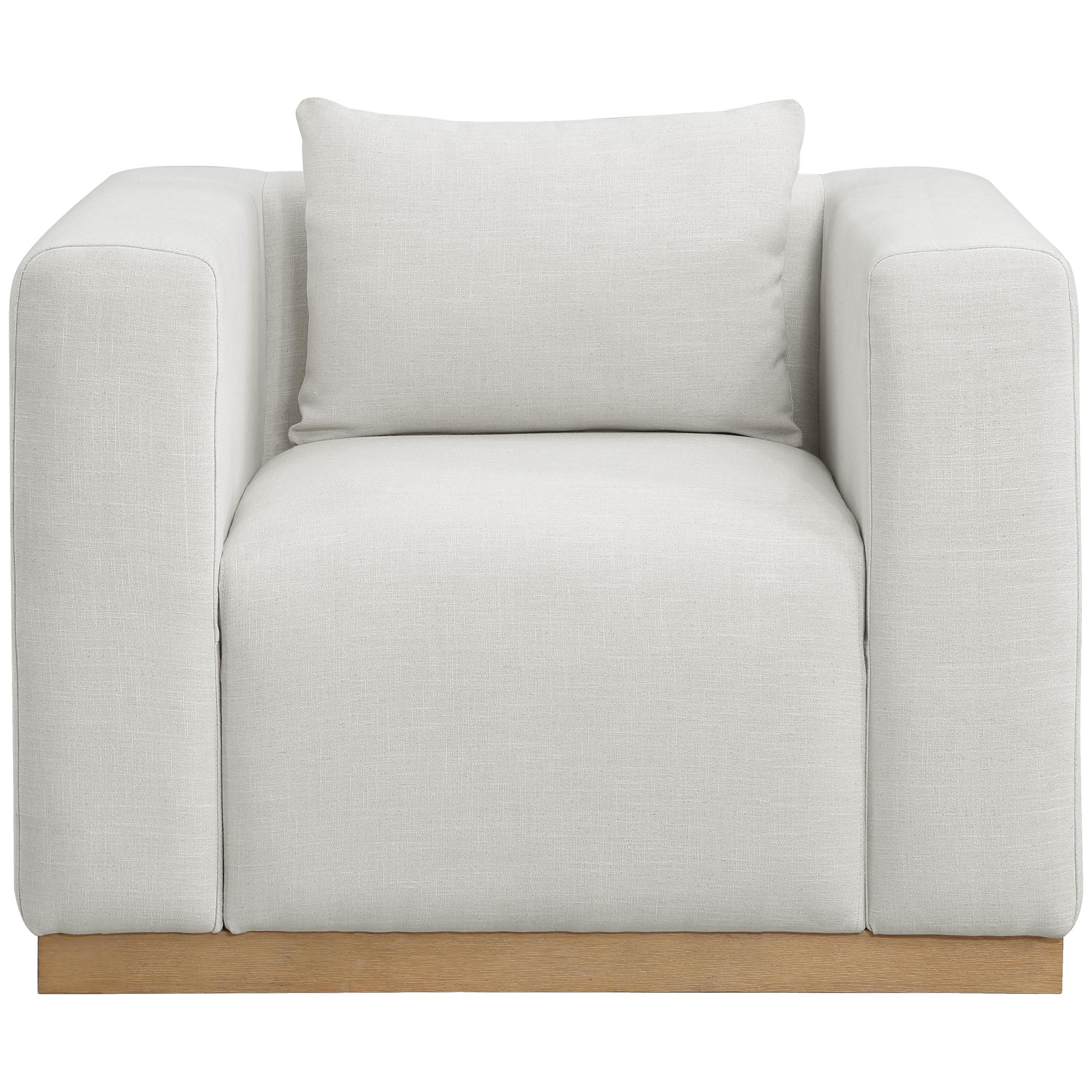 Meridian Alfie Cream Linen Textured Fabic Chair