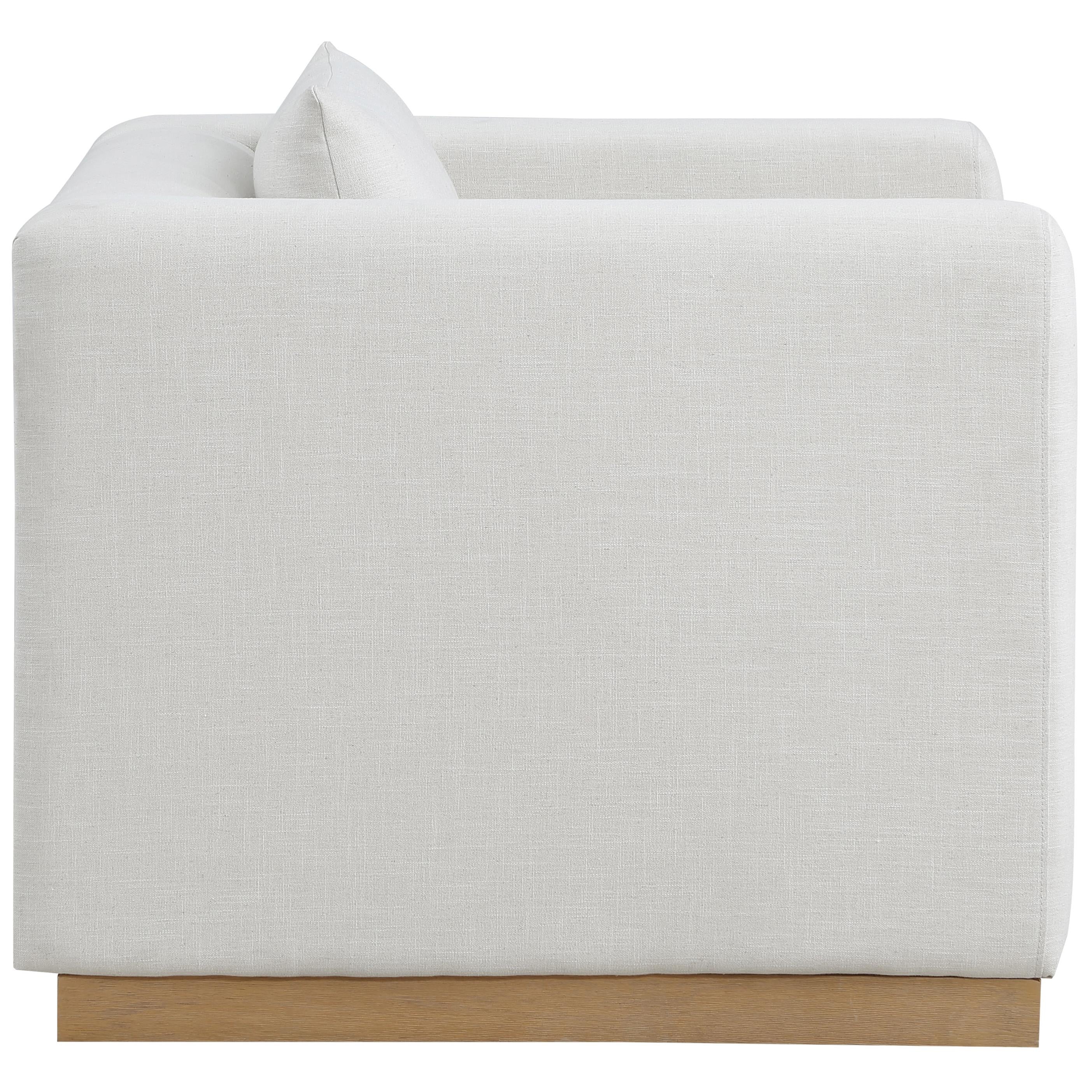 Meridian Alfie Cream Linen Textured Fabic Chair