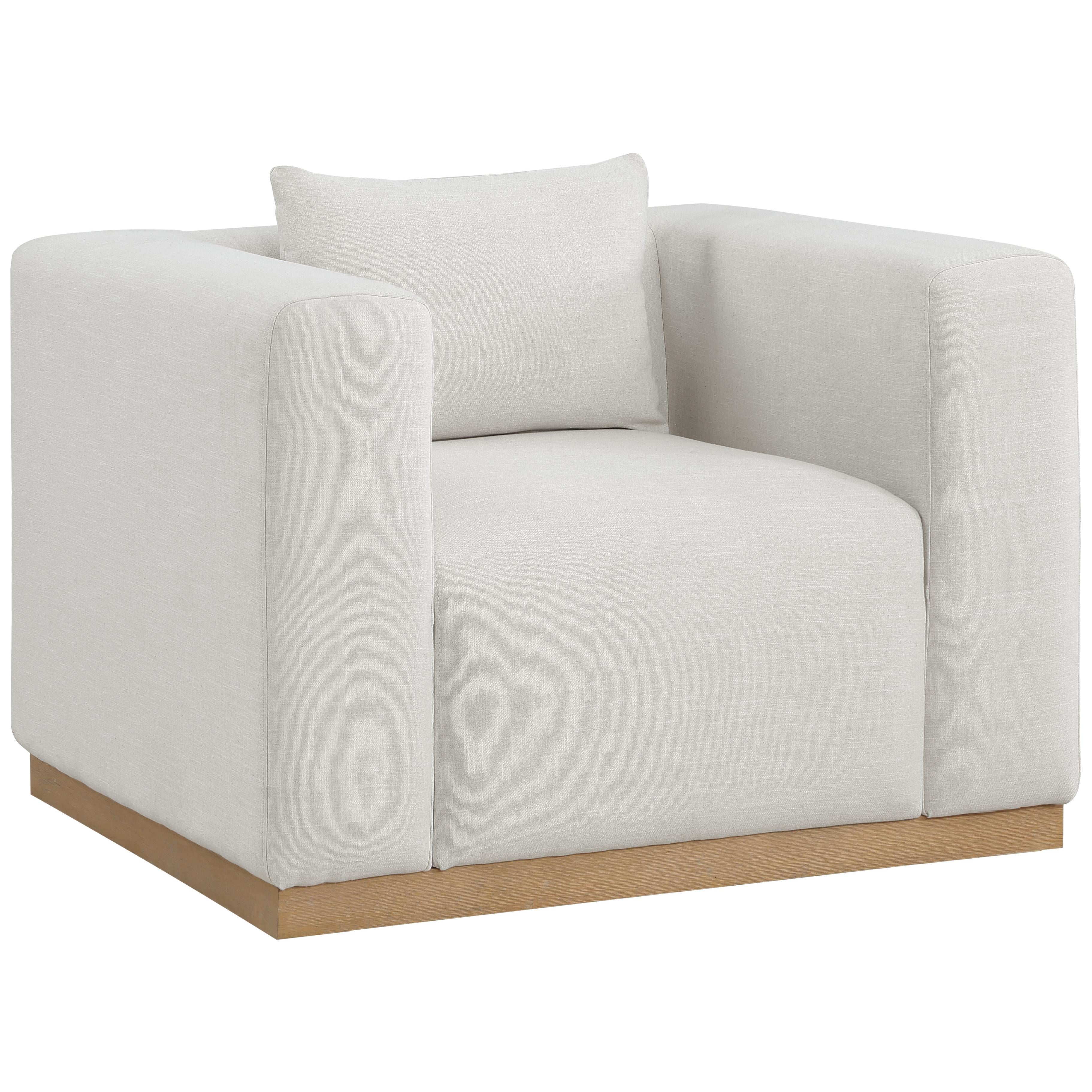 Meridian Alfie Cream Linen Textured Fabic Chair