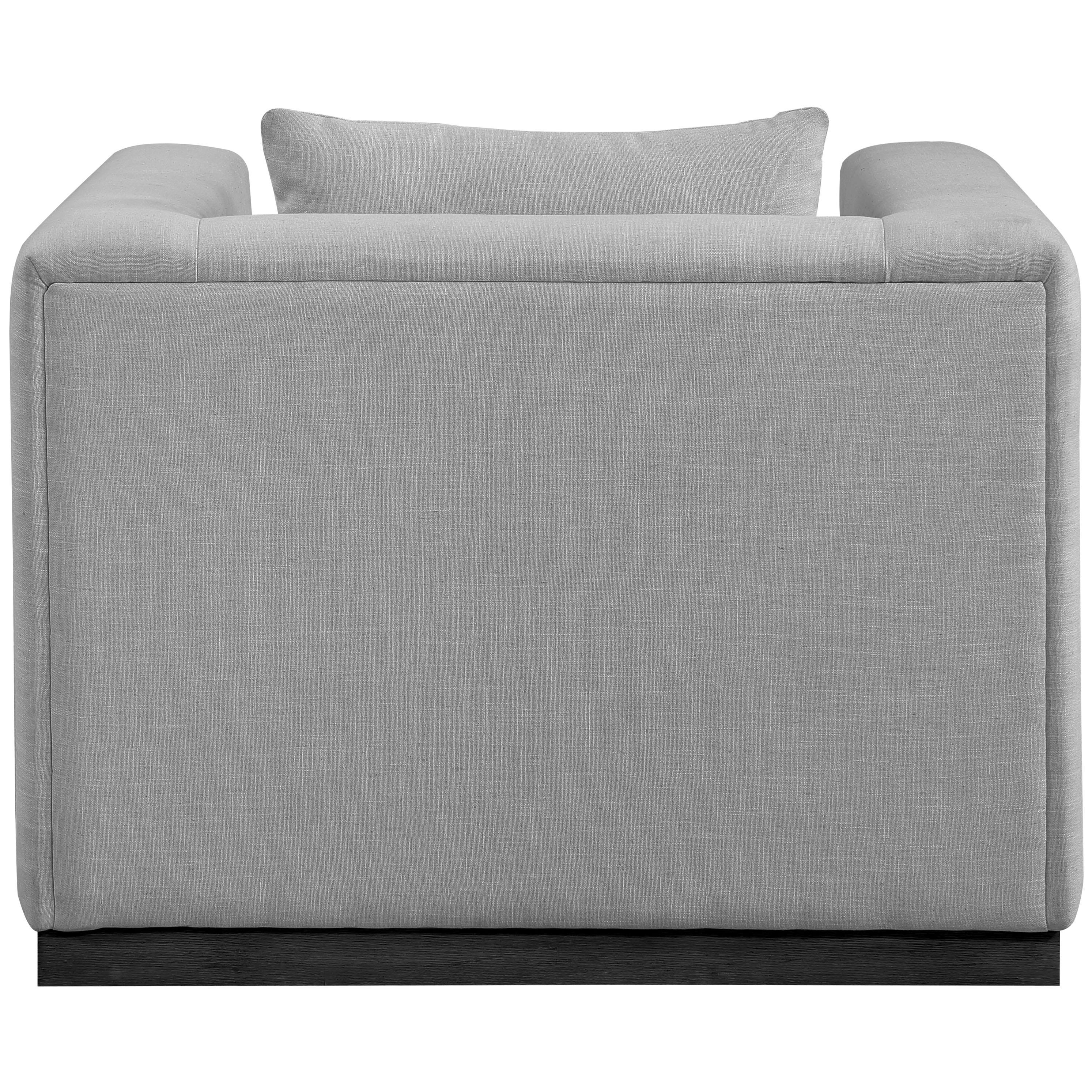 Meridian Alfie Grey Linen Textured Fabic Chair