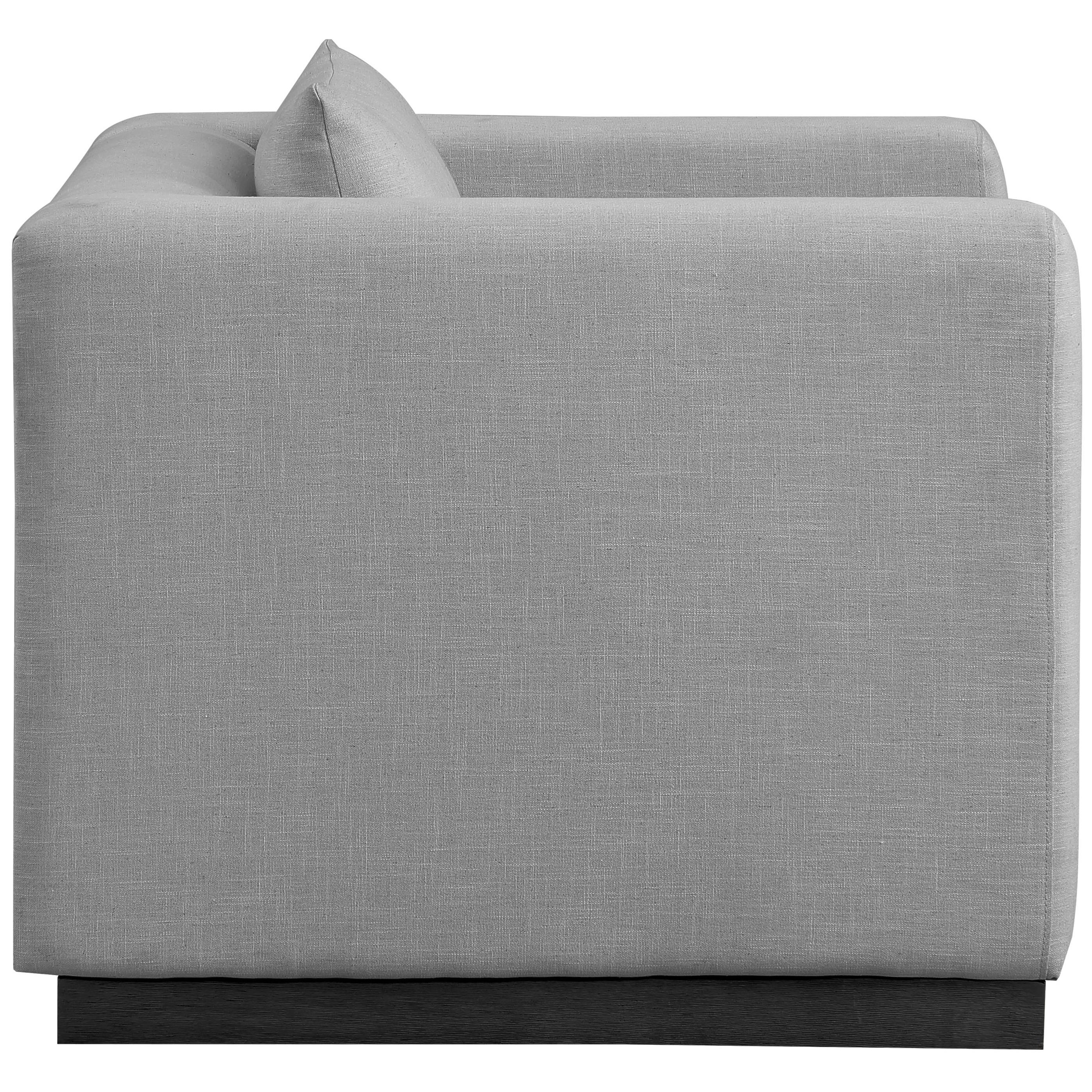 Meridian Alfie Grey Linen Textured Fabic Chair