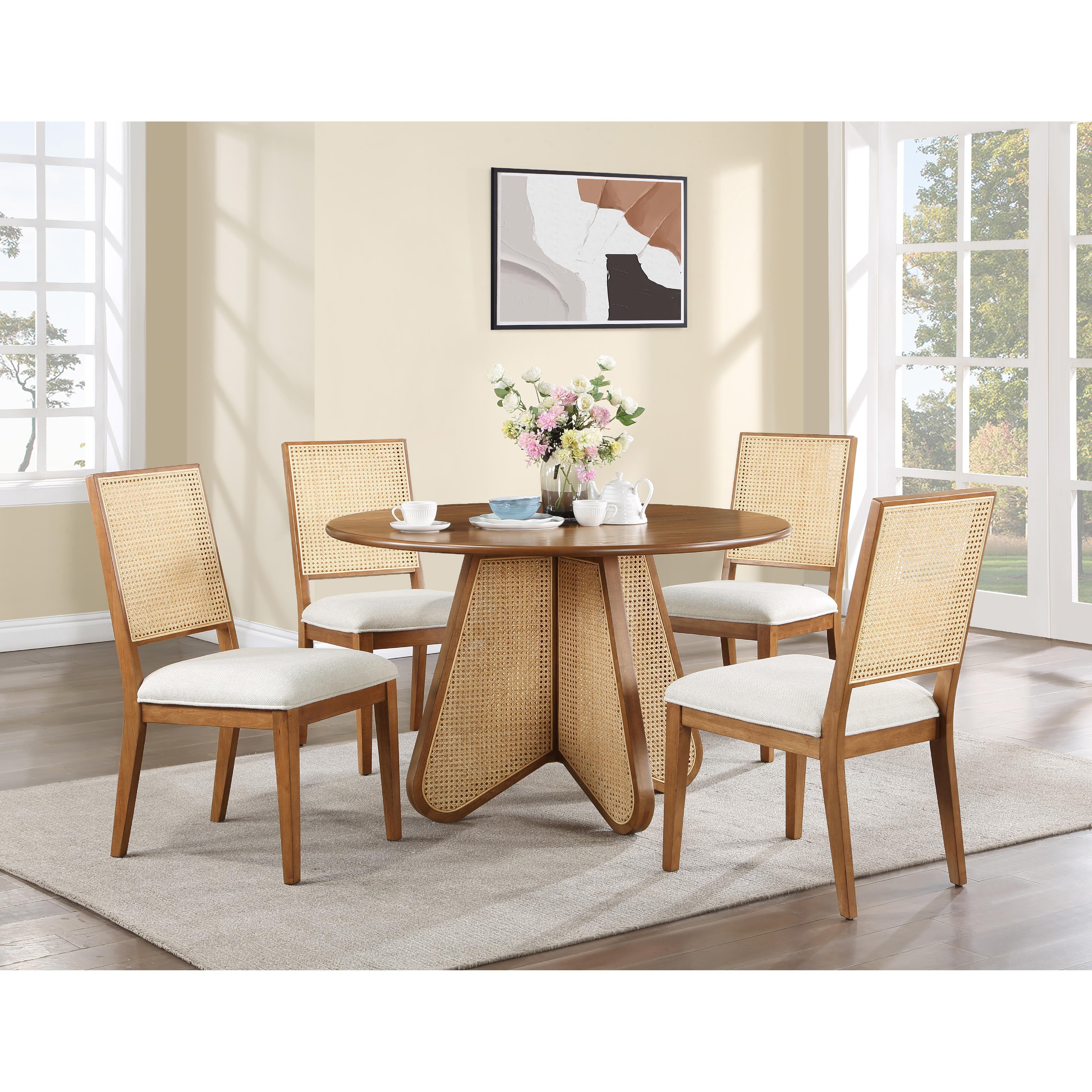 Meridian Butterfly Cream Linen Textured Fabric Dining Chair