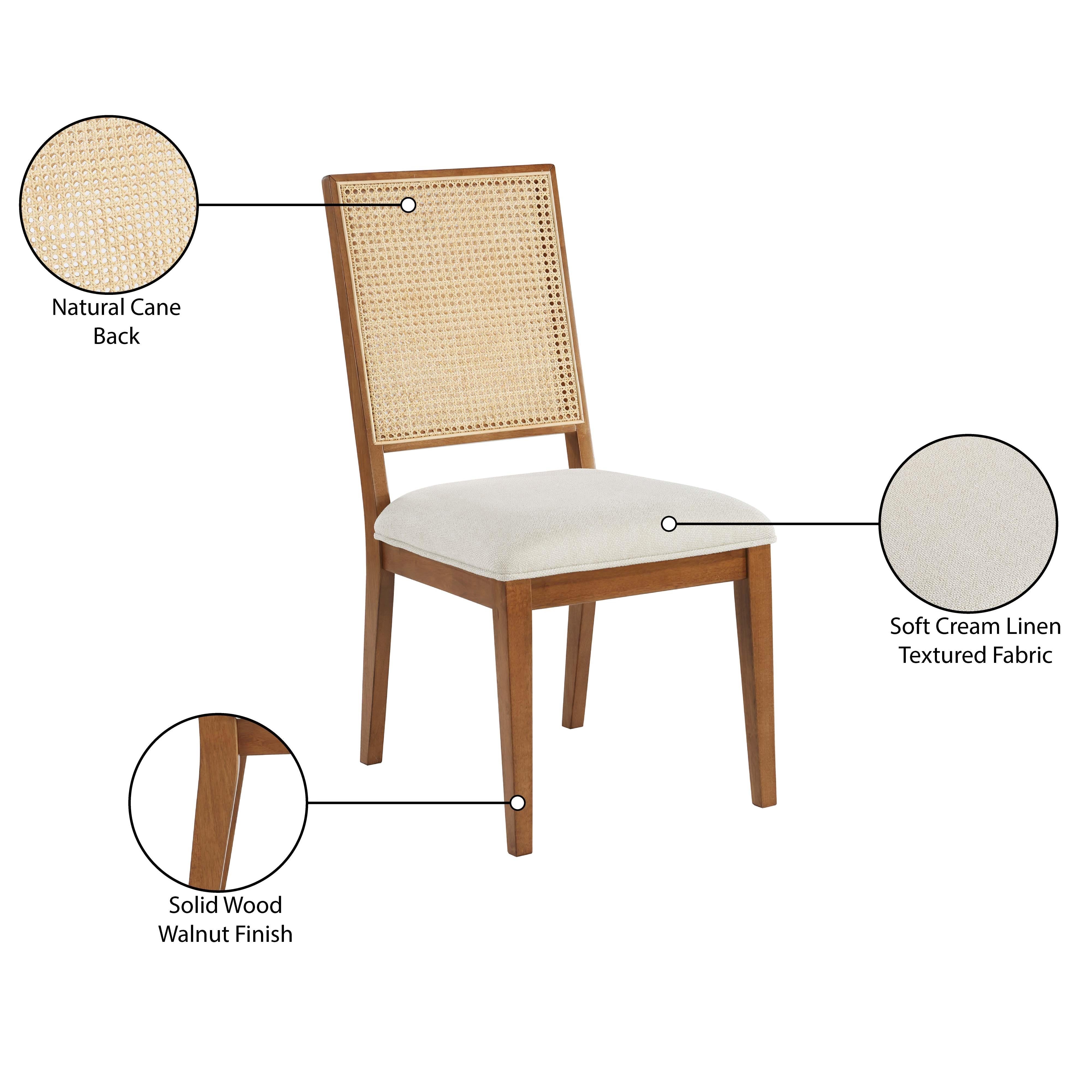 Meridian Butterfly Cream Linen Textured Fabric Dining Chair