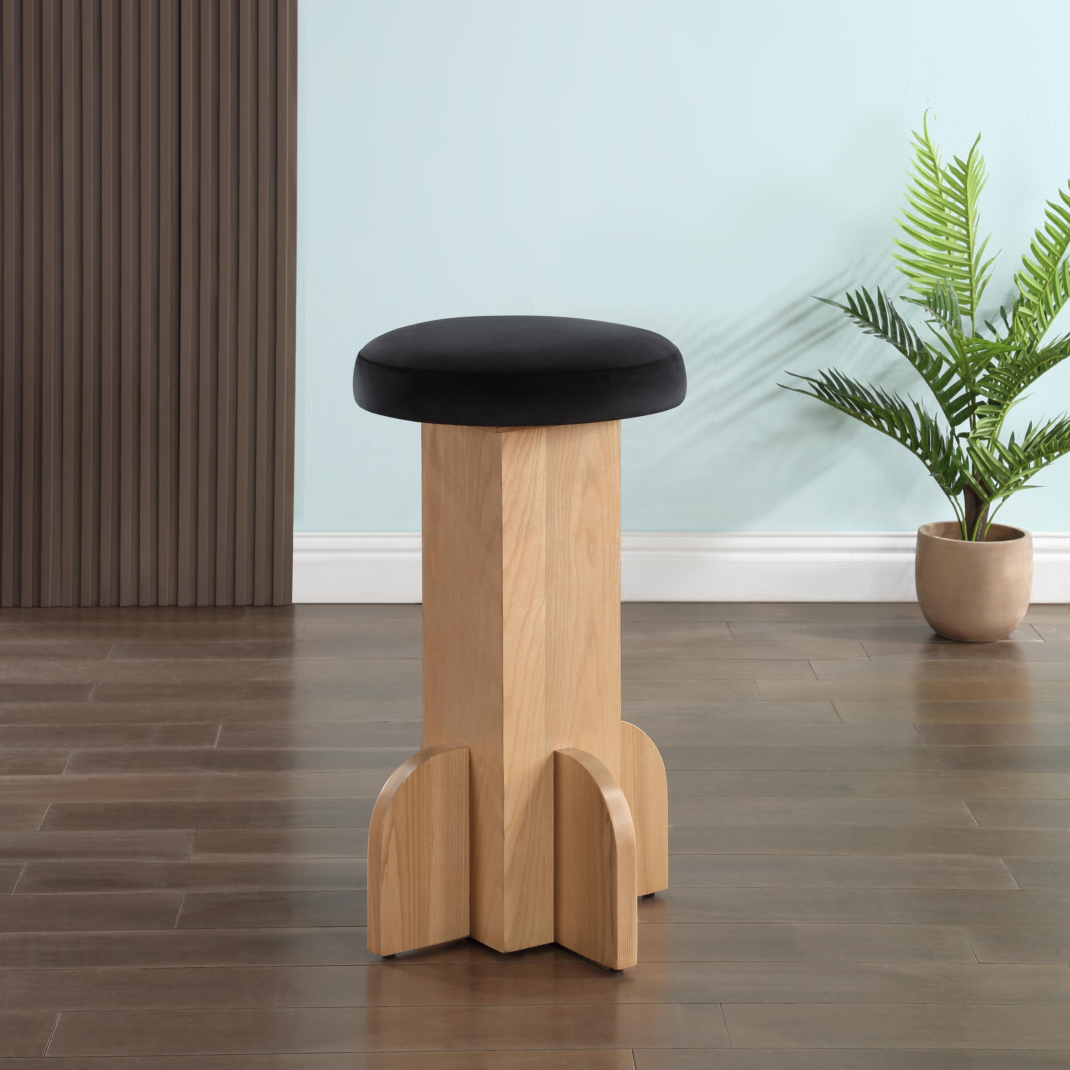 Meridian Wyatt Black Velvet Stool