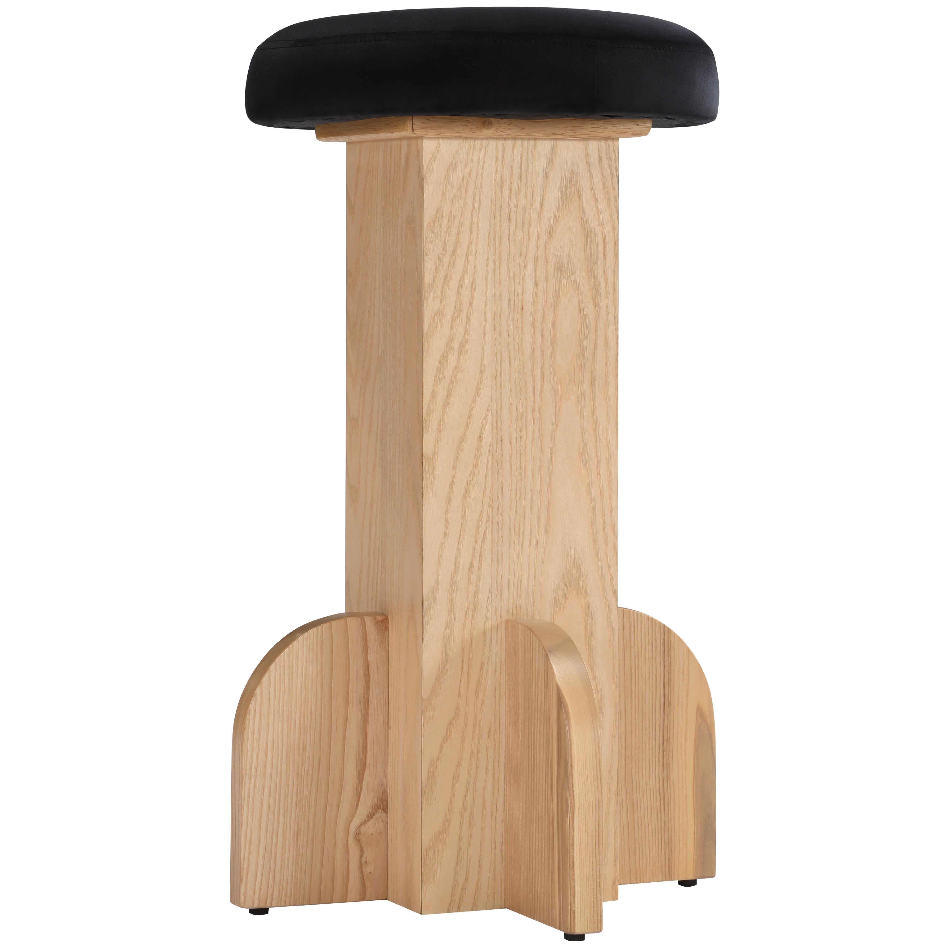 Meridian Wyatt Black Velvet Stool